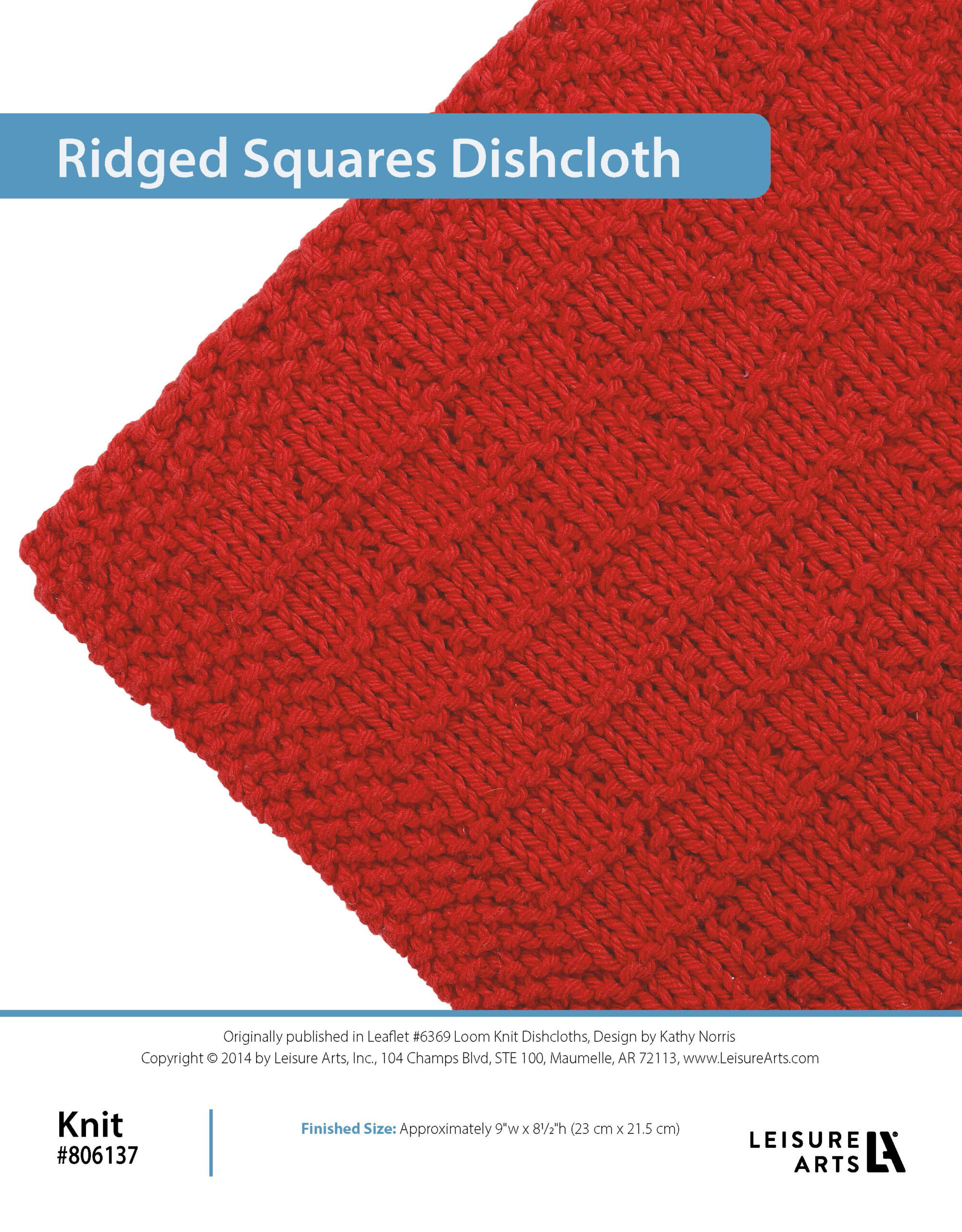 Leisure Arts ePattern Loom Knit Dishcloths Ridged Squares Dishcloth