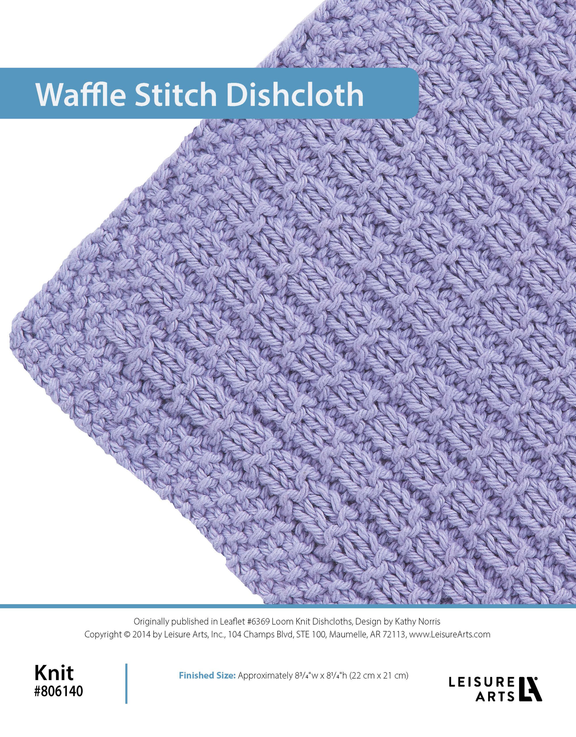 Leisure Arts ePattern Loom Knit Dishcloths Waffle Stitch Dishcloth