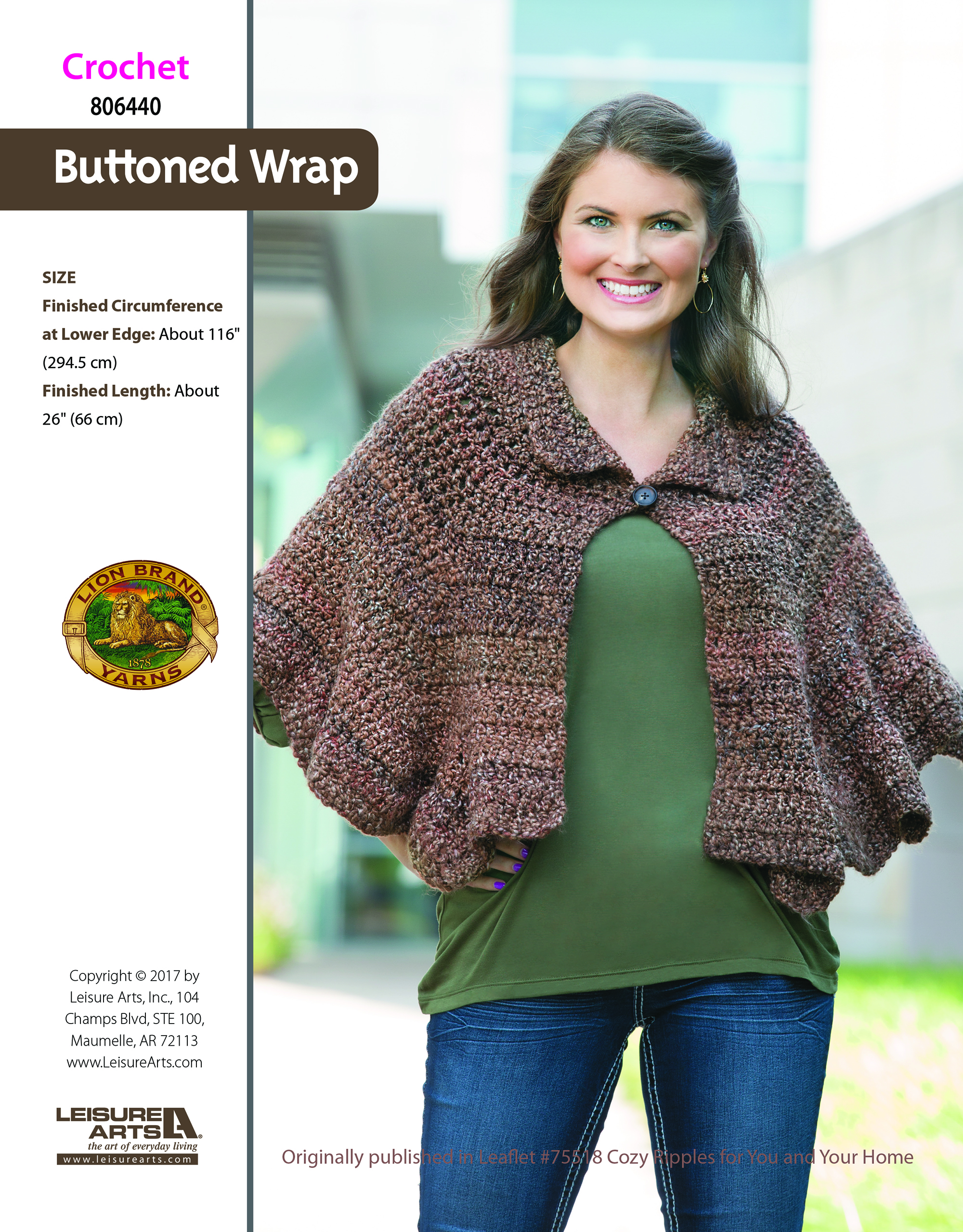 Leisure Arts ePattern Buttoned Wrap