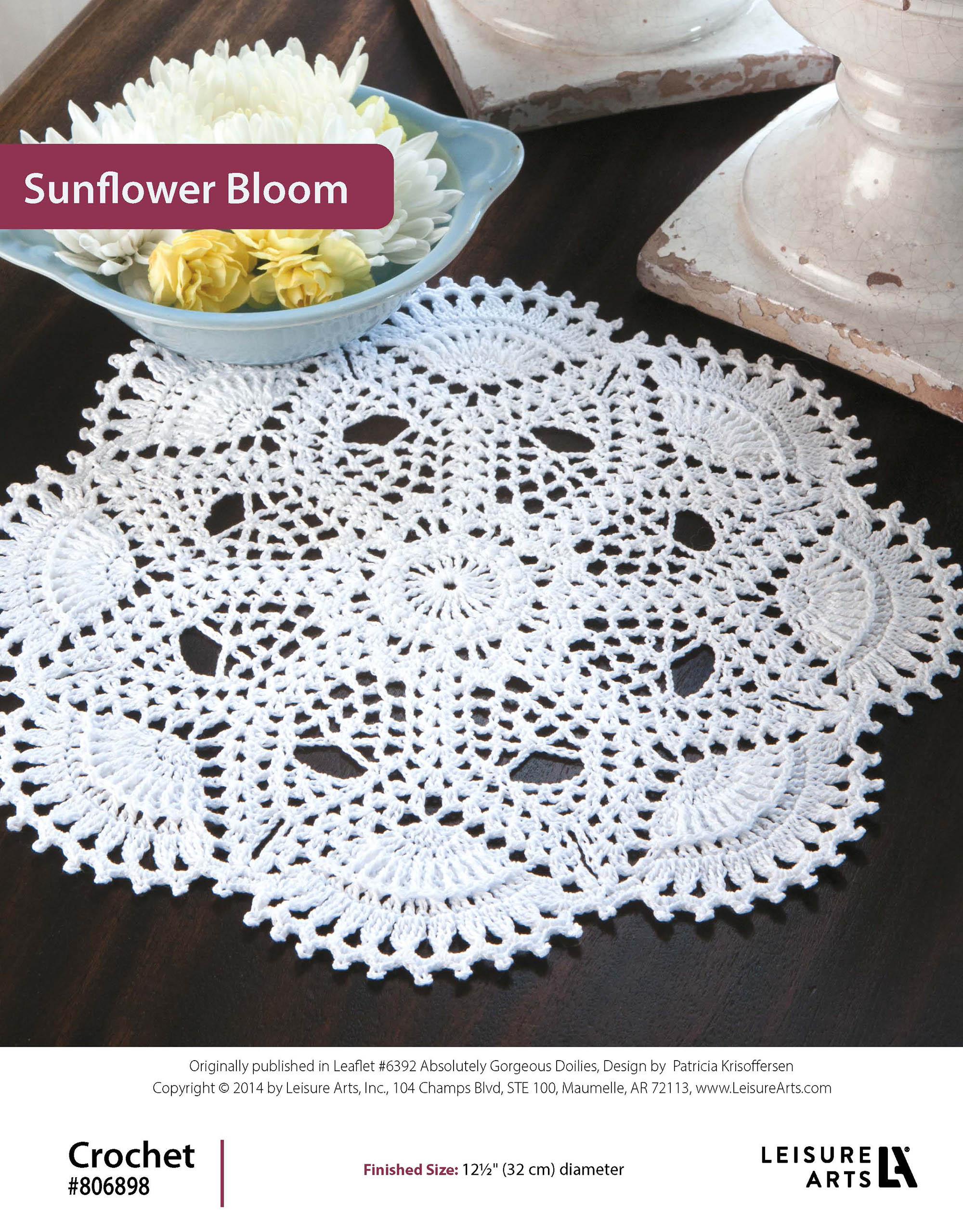 Leisure Arts Absolutely Gorgeous Doilies Sunflower Bloom Crochet ePattern