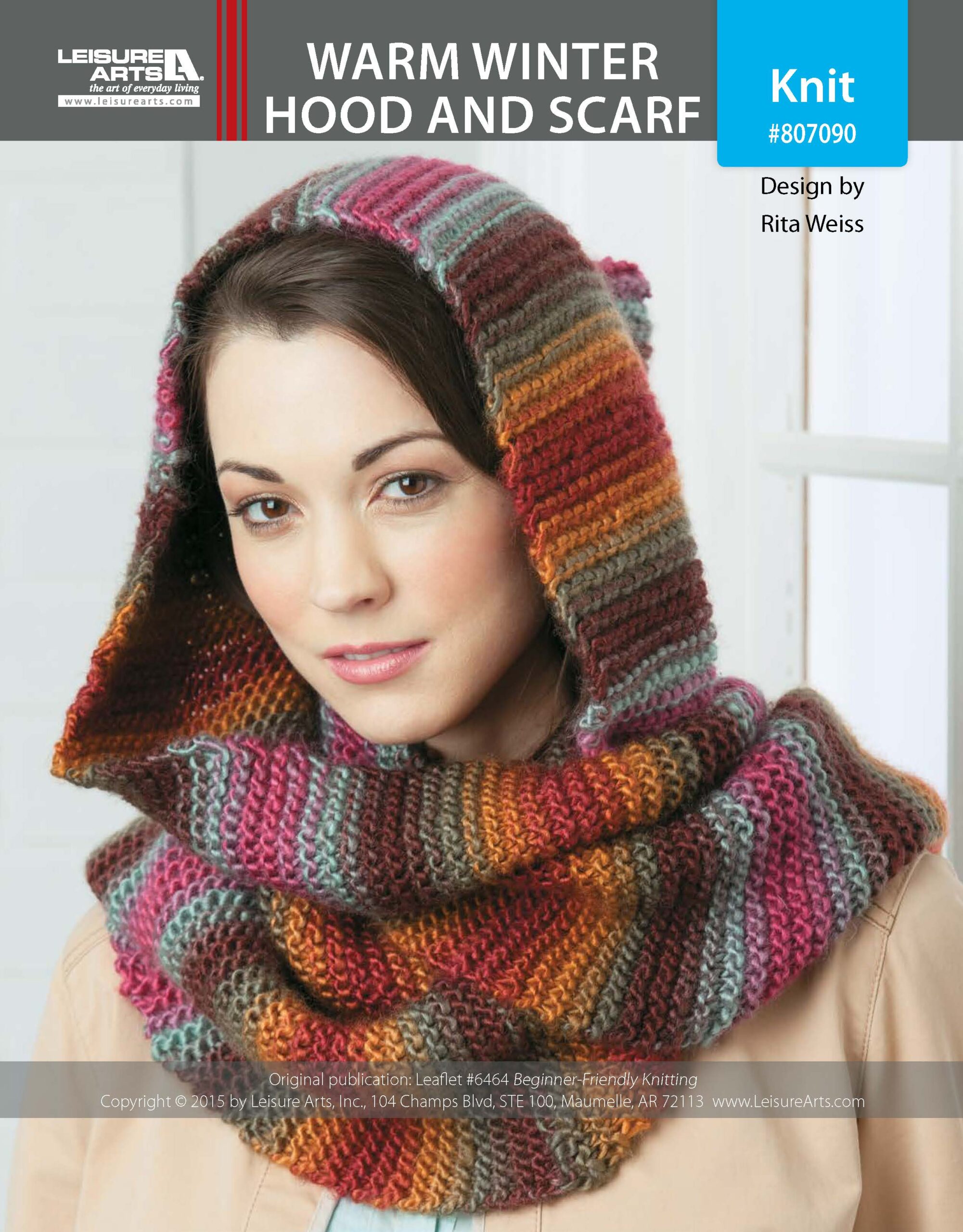 Leisure Arts BeginnerFriendly Knitting Warm Winter Hood And Scarf ePattern