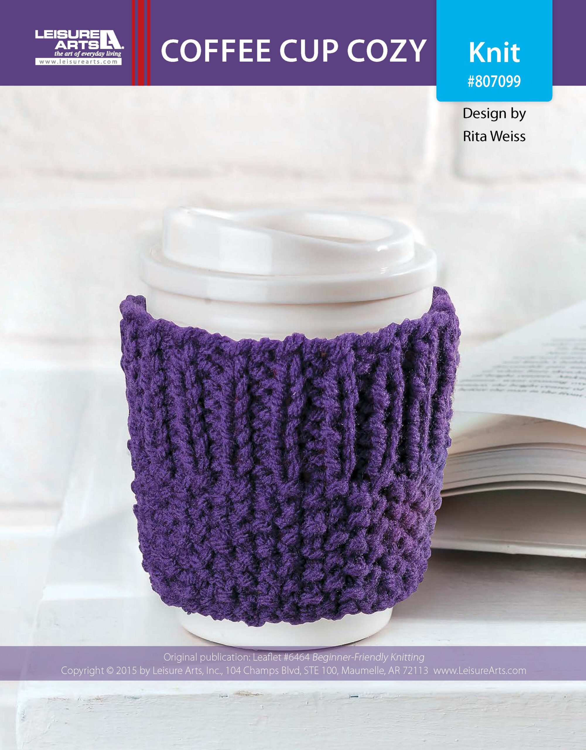Leisure Arts BeginnerFriendly Knitting Coffee Cup Cozy ePattern