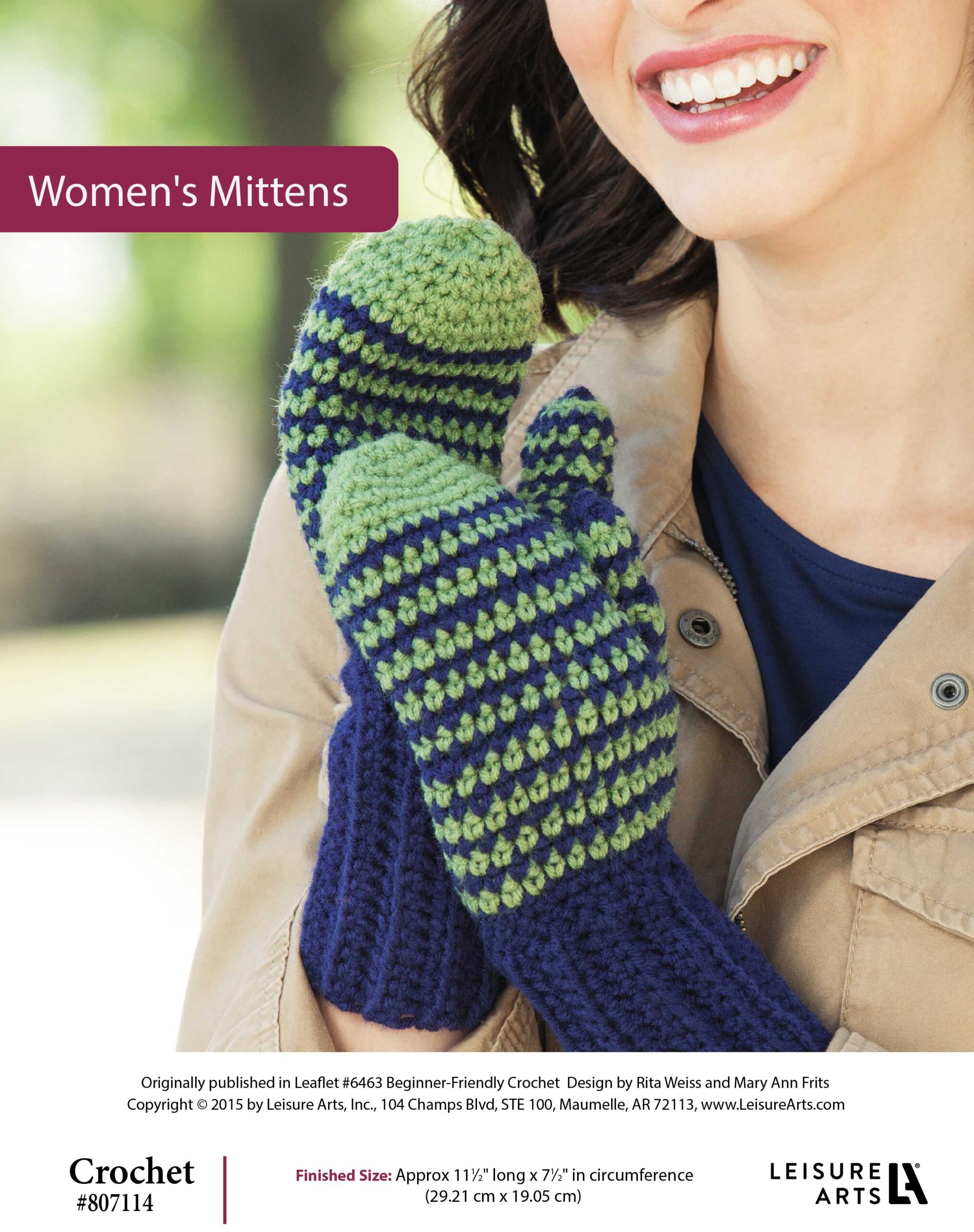 Leisure Arts Beginner Friendly Crochet Womens Mittens ePattern