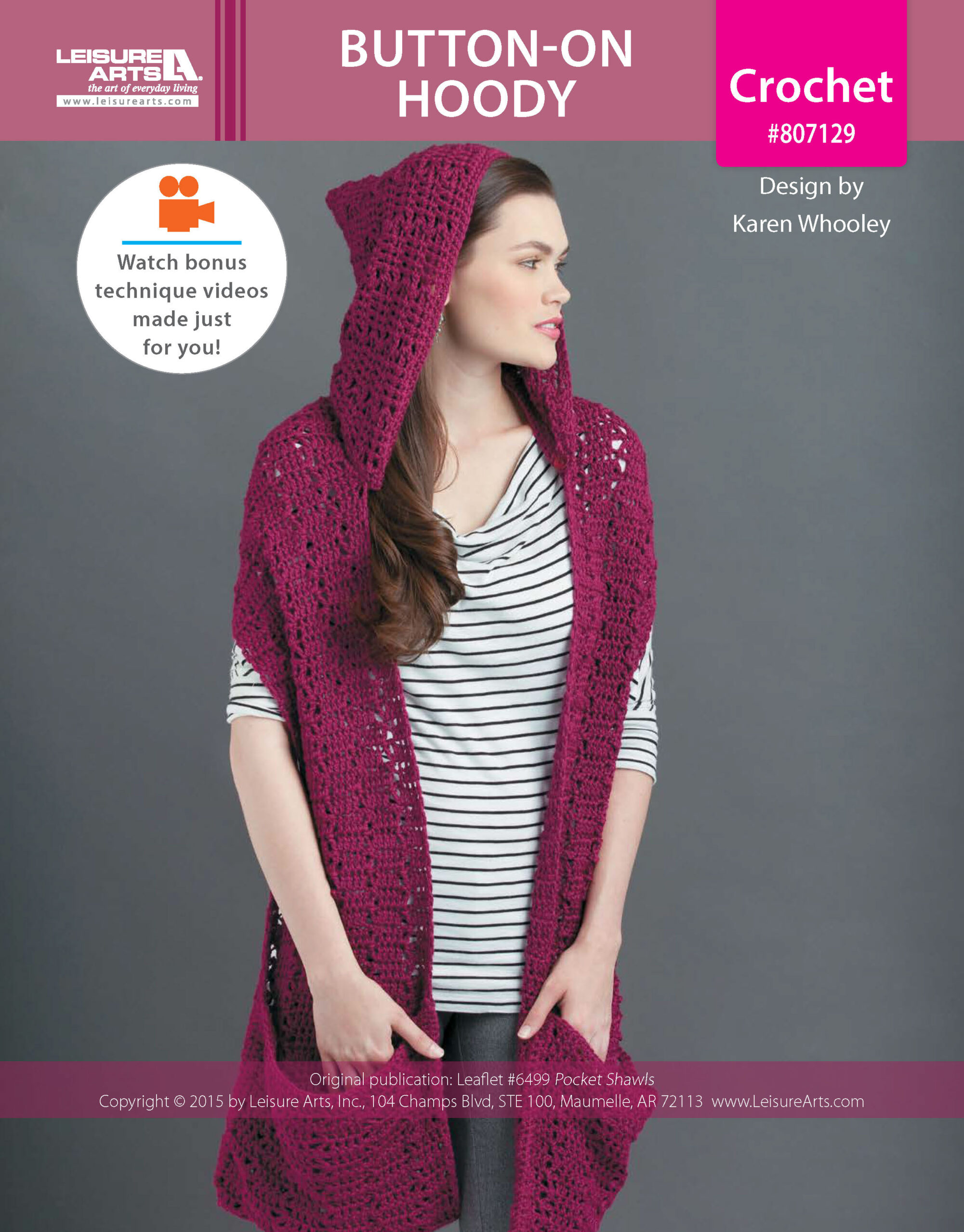 Leisure Arts Pocket Shawls ButtonOn Hood Crochet ePattern