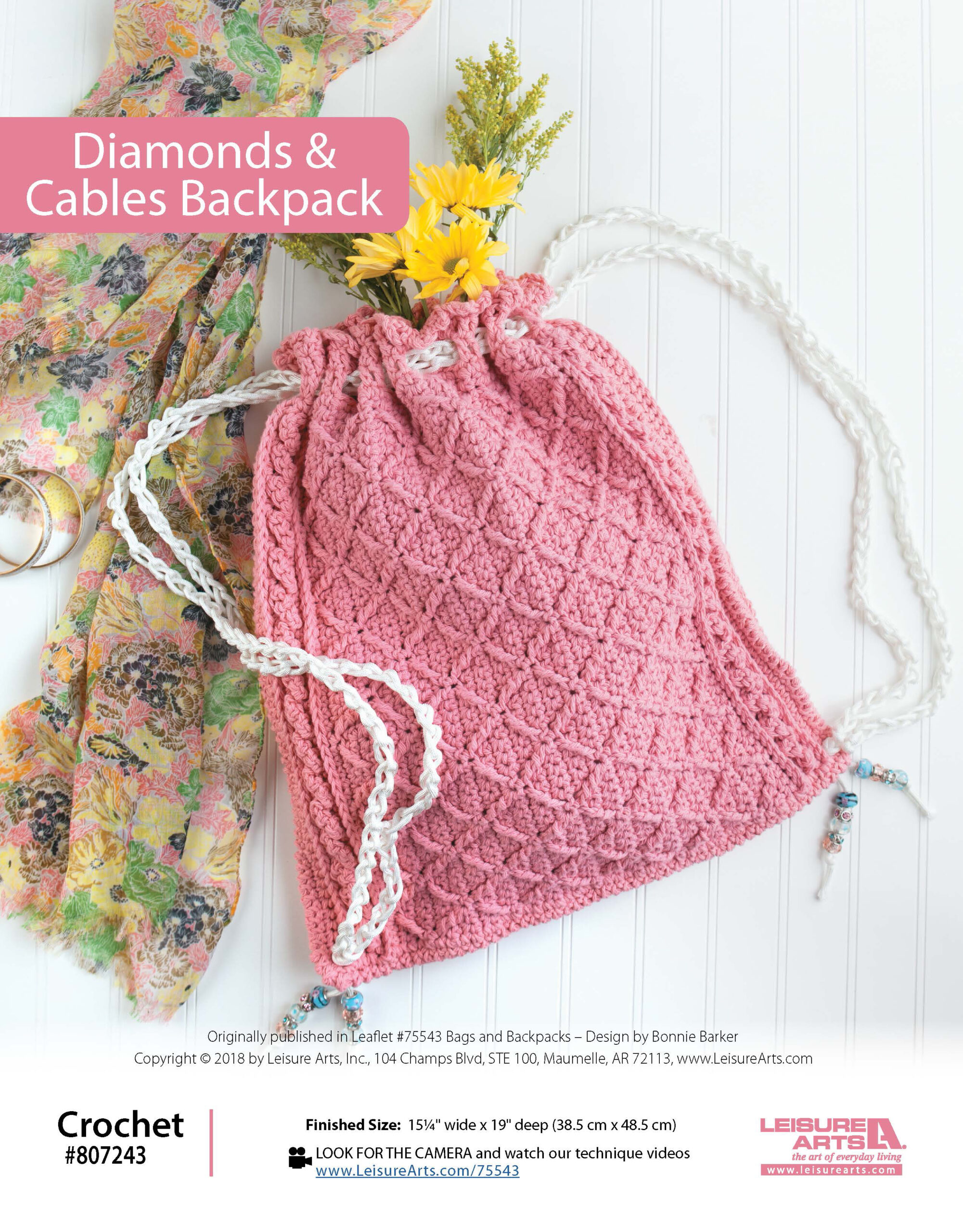 Leisure Arts ePattern Diamonds Cables Backpack