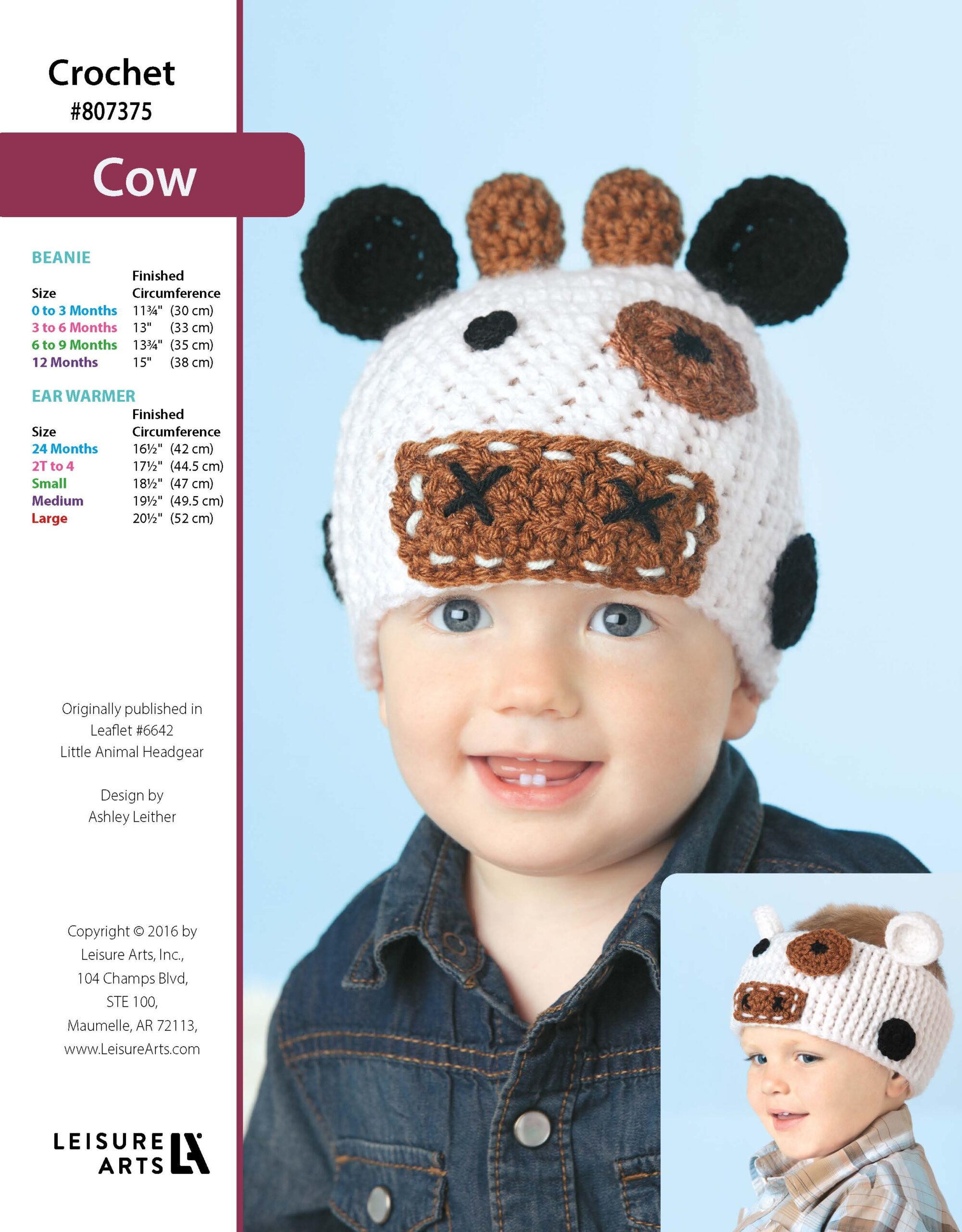 Leisure Arts Little Animals Headgear Cow Crochet ePattern
