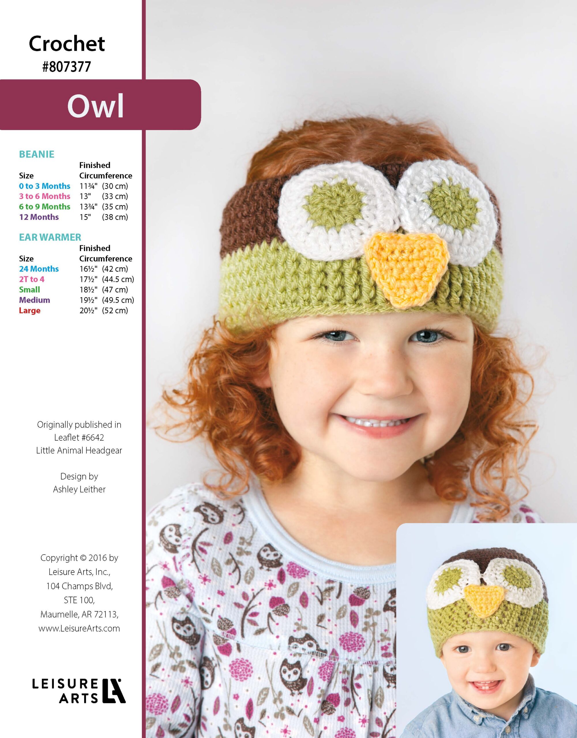Leisure Arts Little Animals Headgear Owl Crochet ePattern