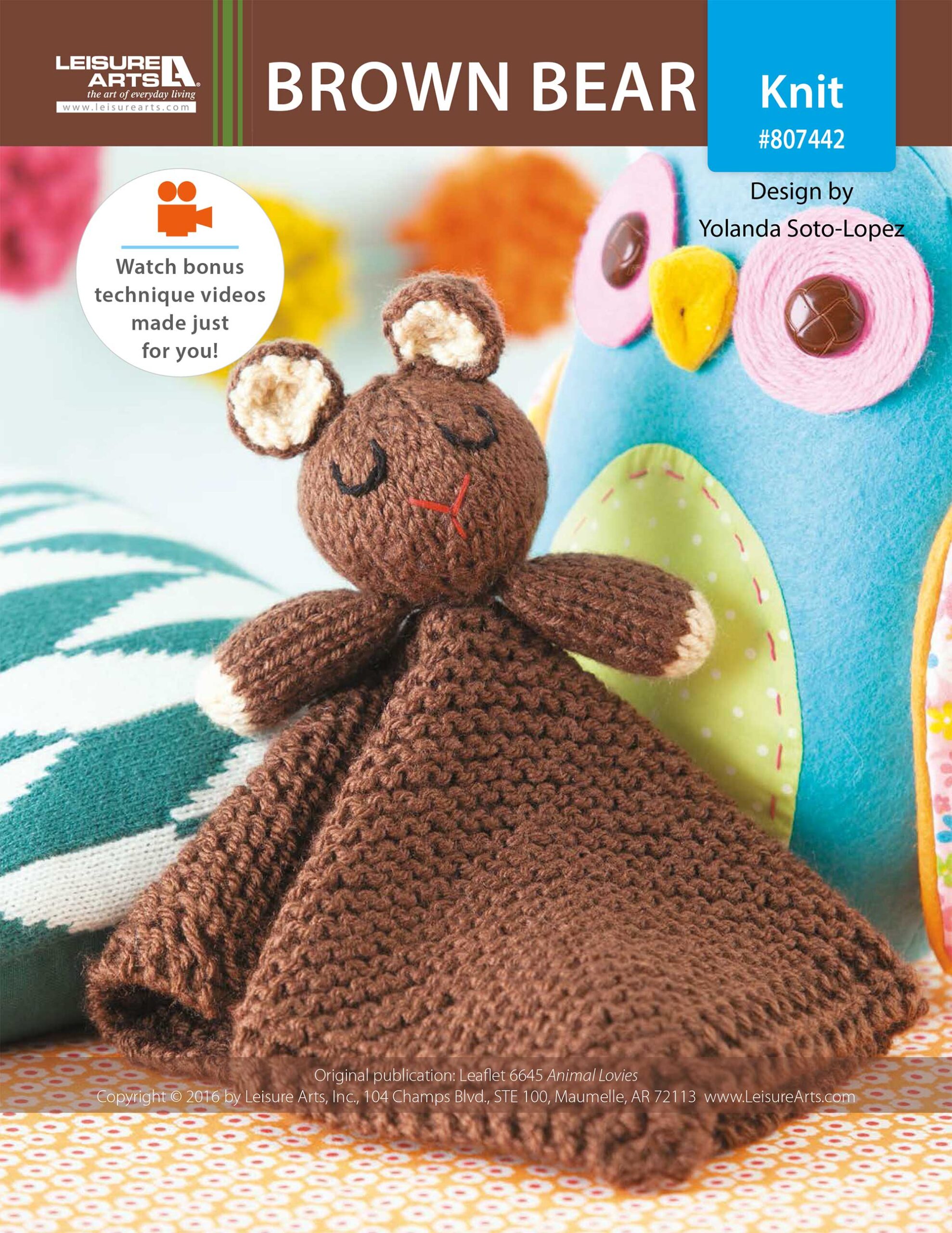 Leisure Arts Animal Lovies Brown Bear Knit ePattern