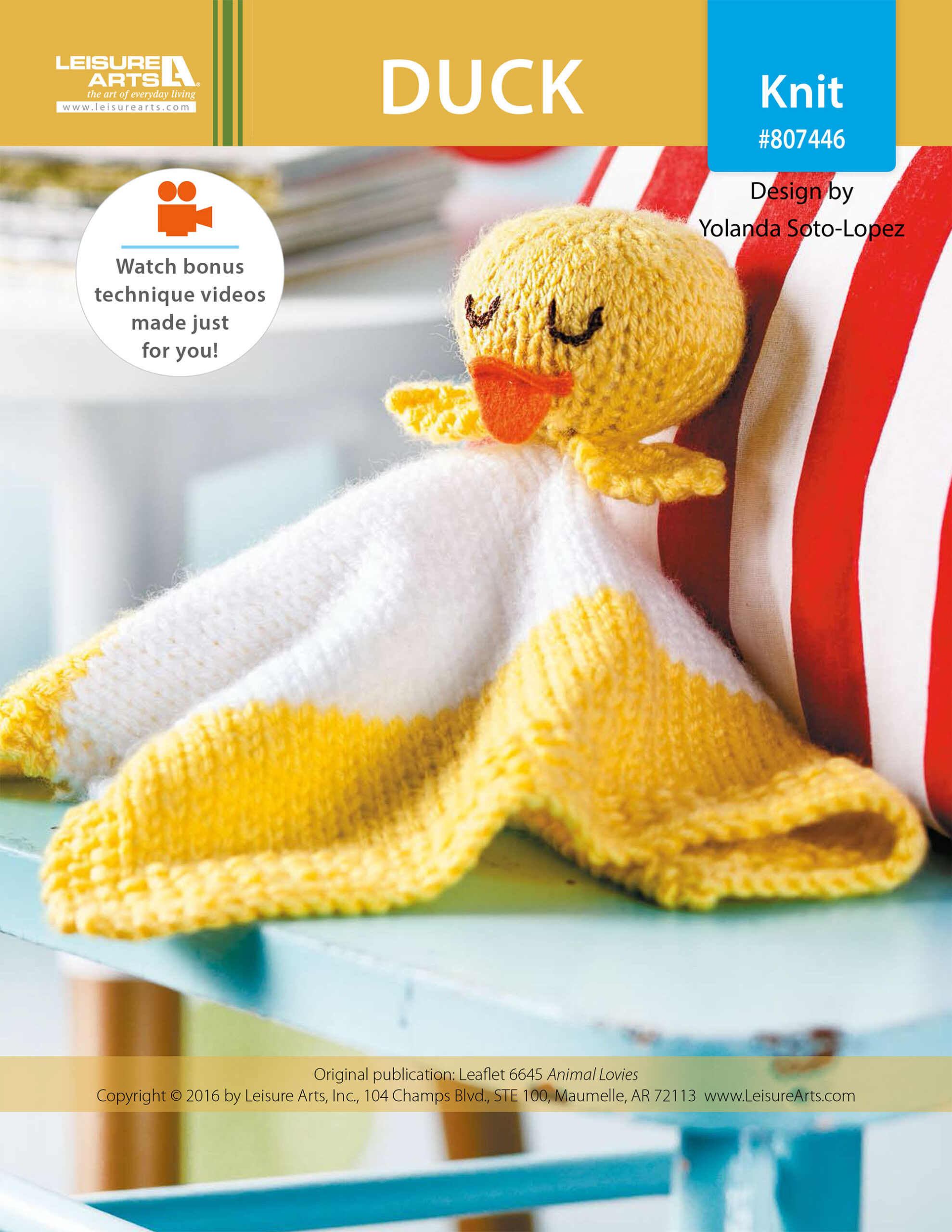 Leisure Arts Animal Lovies Duck Knit ePattern