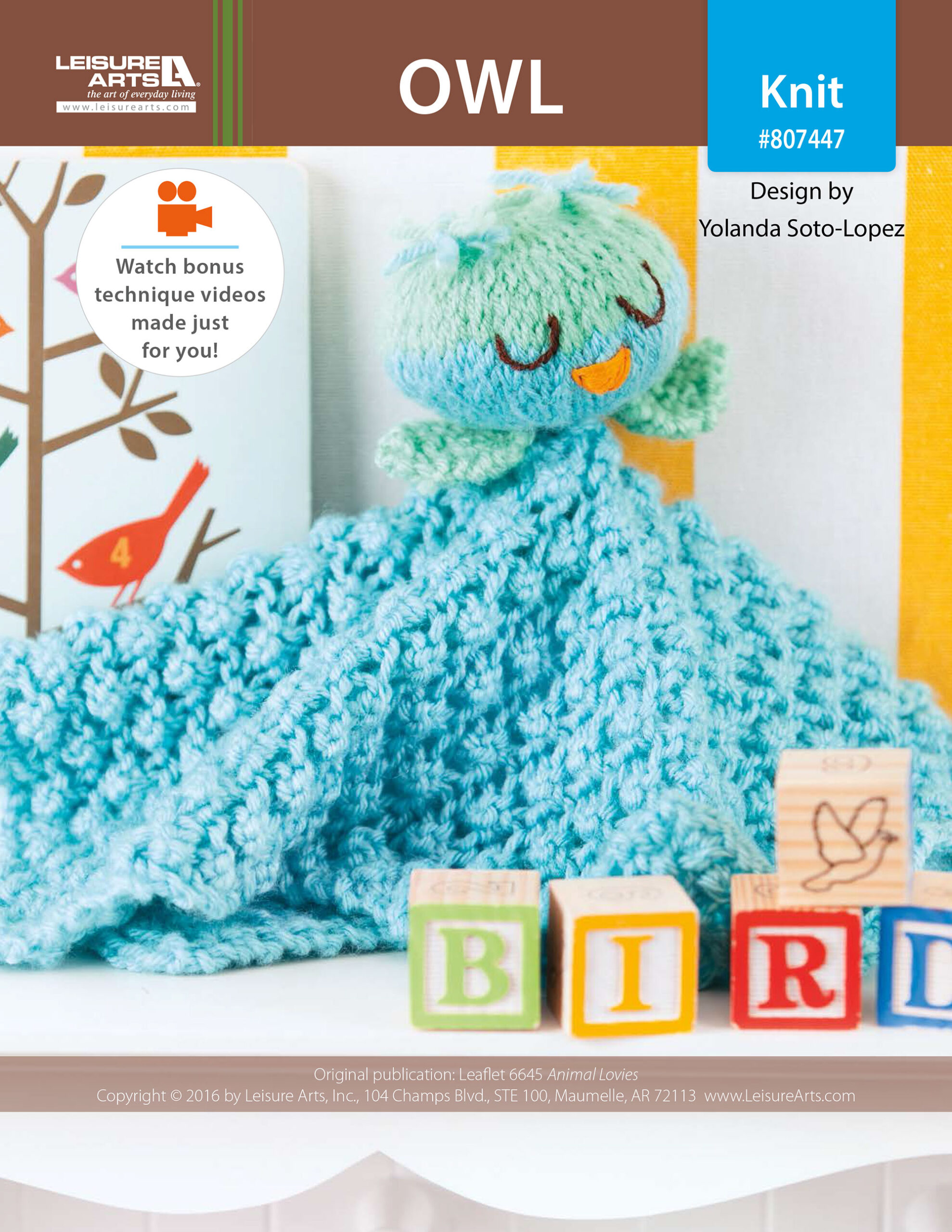 Leisure Arts Animal Lovies Owl Knit ePattern