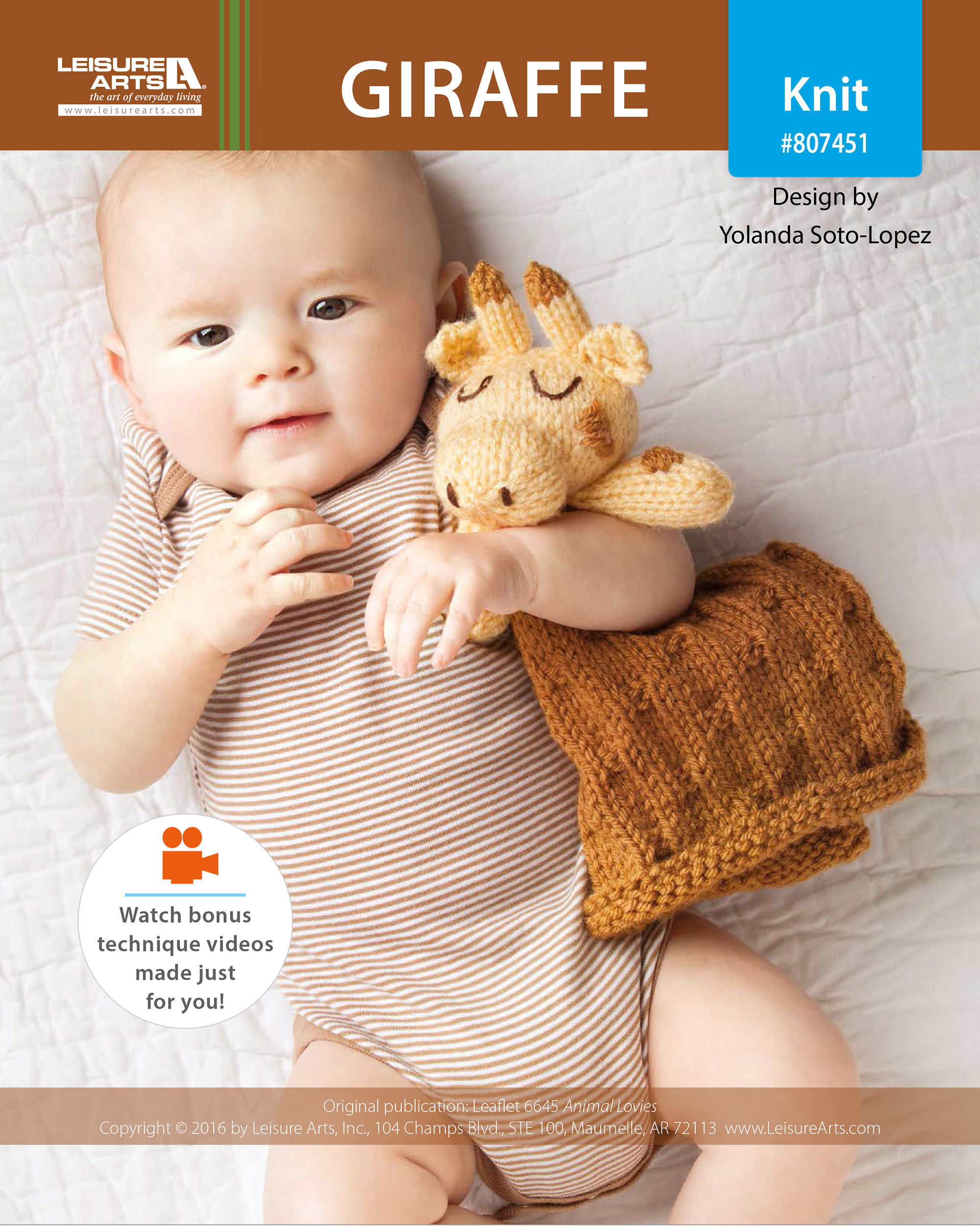 Leisure Arts Animal Lovies Giraffe Knit ePattern