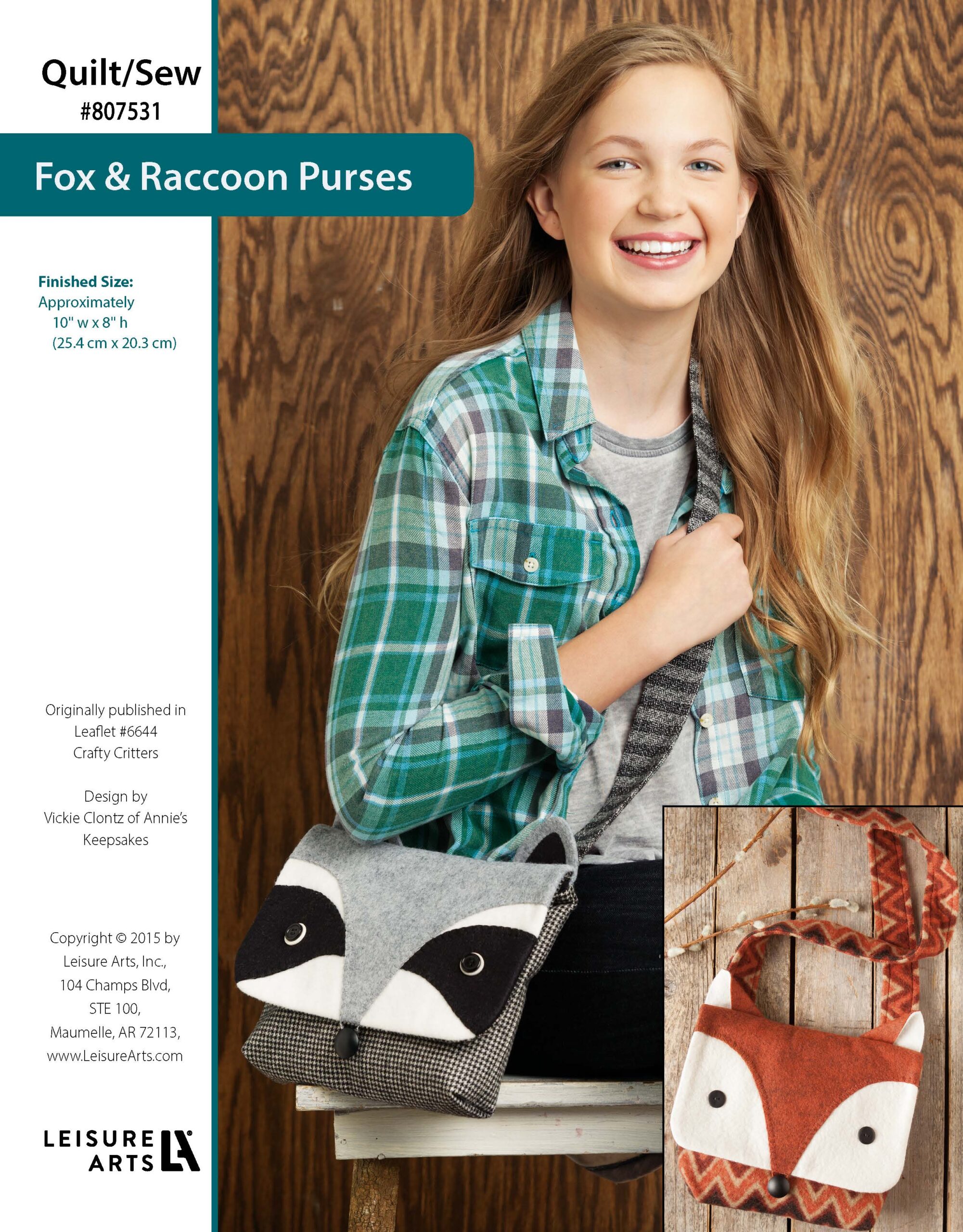Leisure Arts Crafty Critters Fox Raccoon Purses ePattern