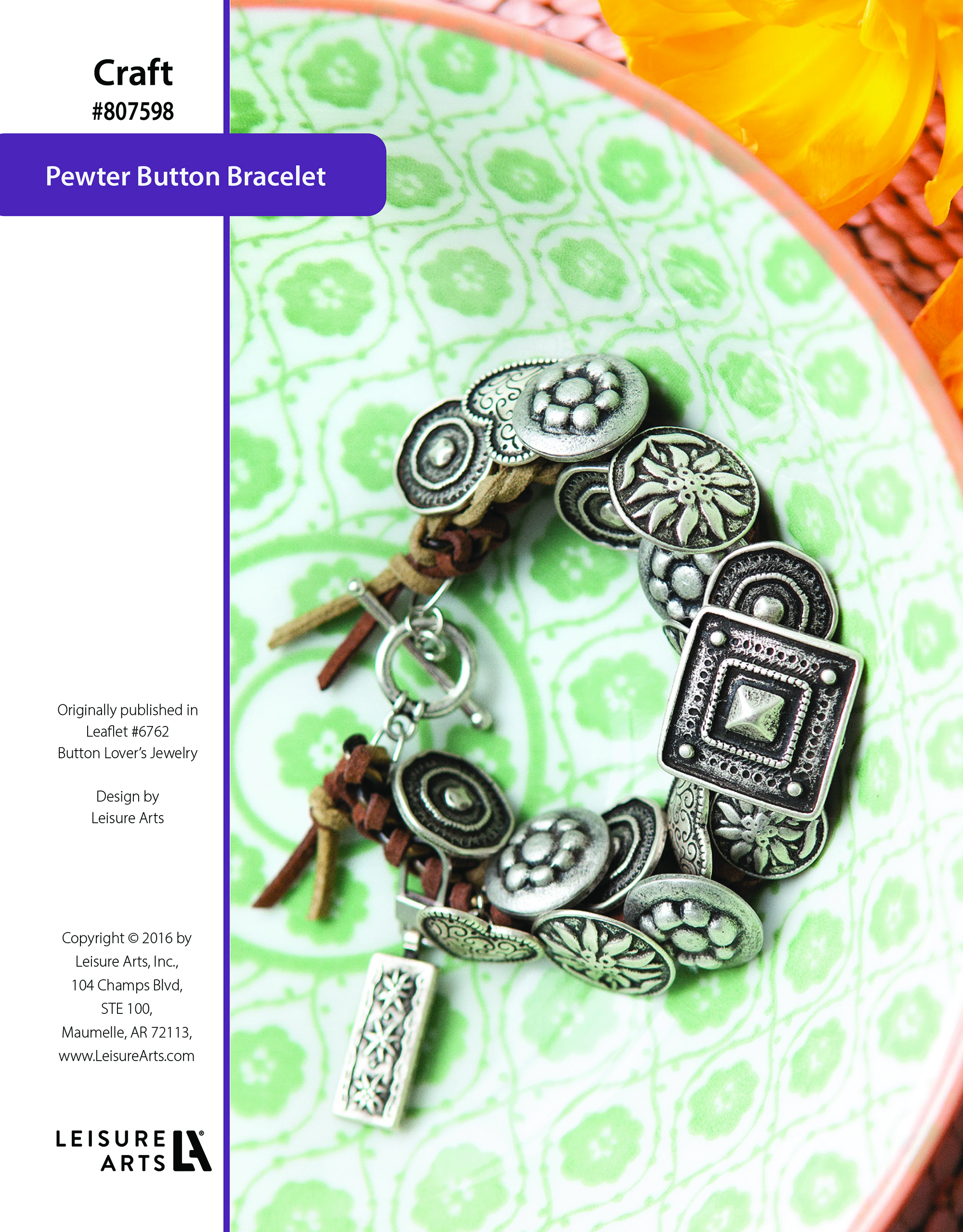 Leisure Arts ePattern Pewter Button Bracelet
