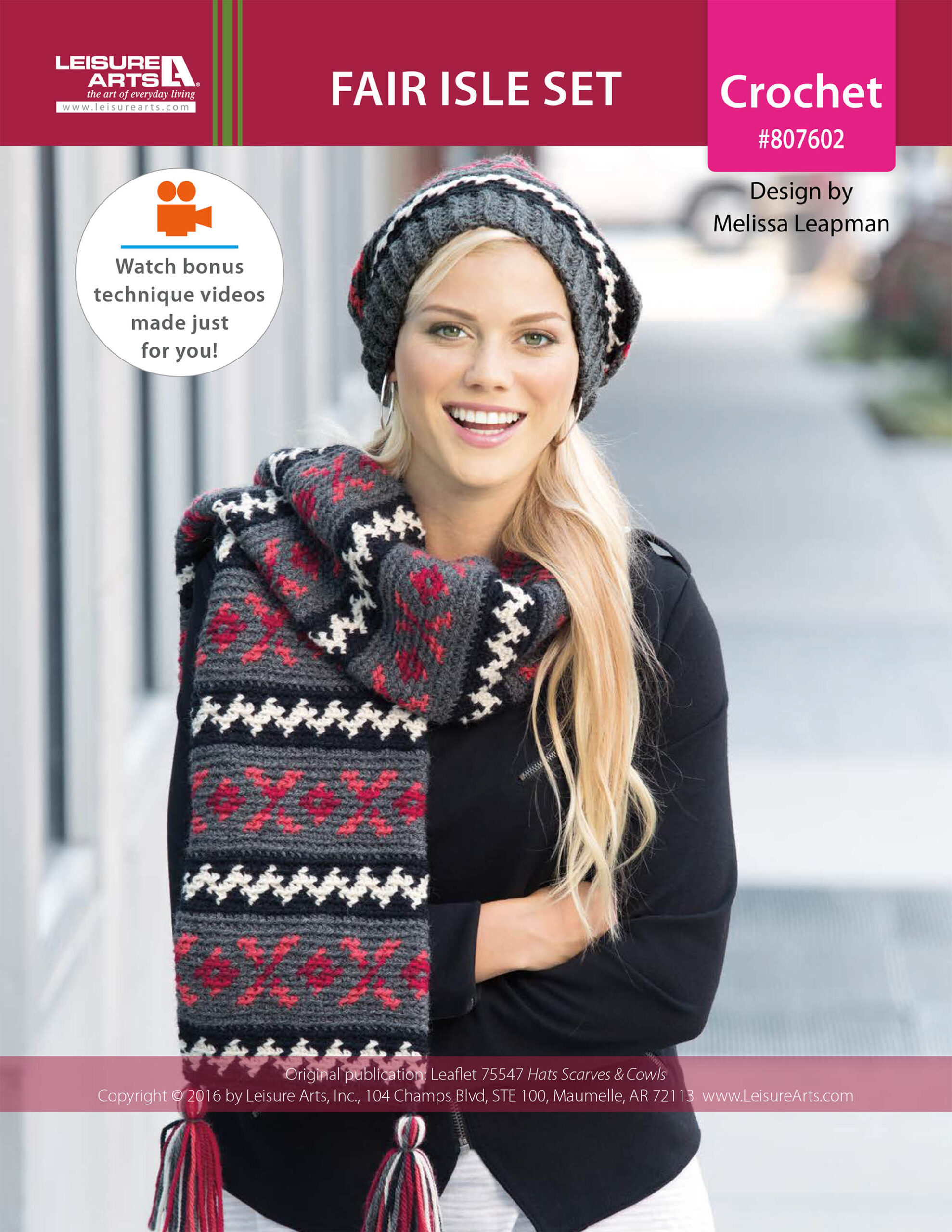 Leisure Arts Hats Scarves Cowls Fair Isle Set Crochet ePattern