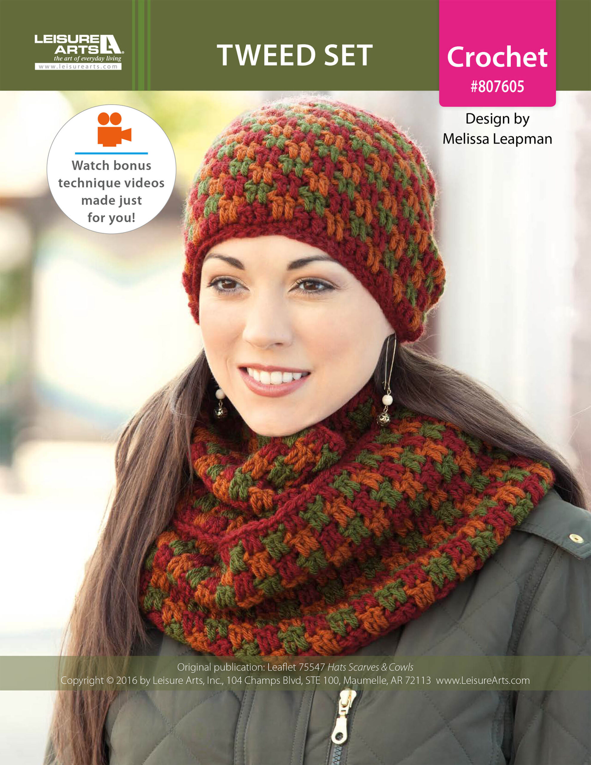 Leisure Arts Hats Scarves Cowls Tweed Set Crochet ePattern