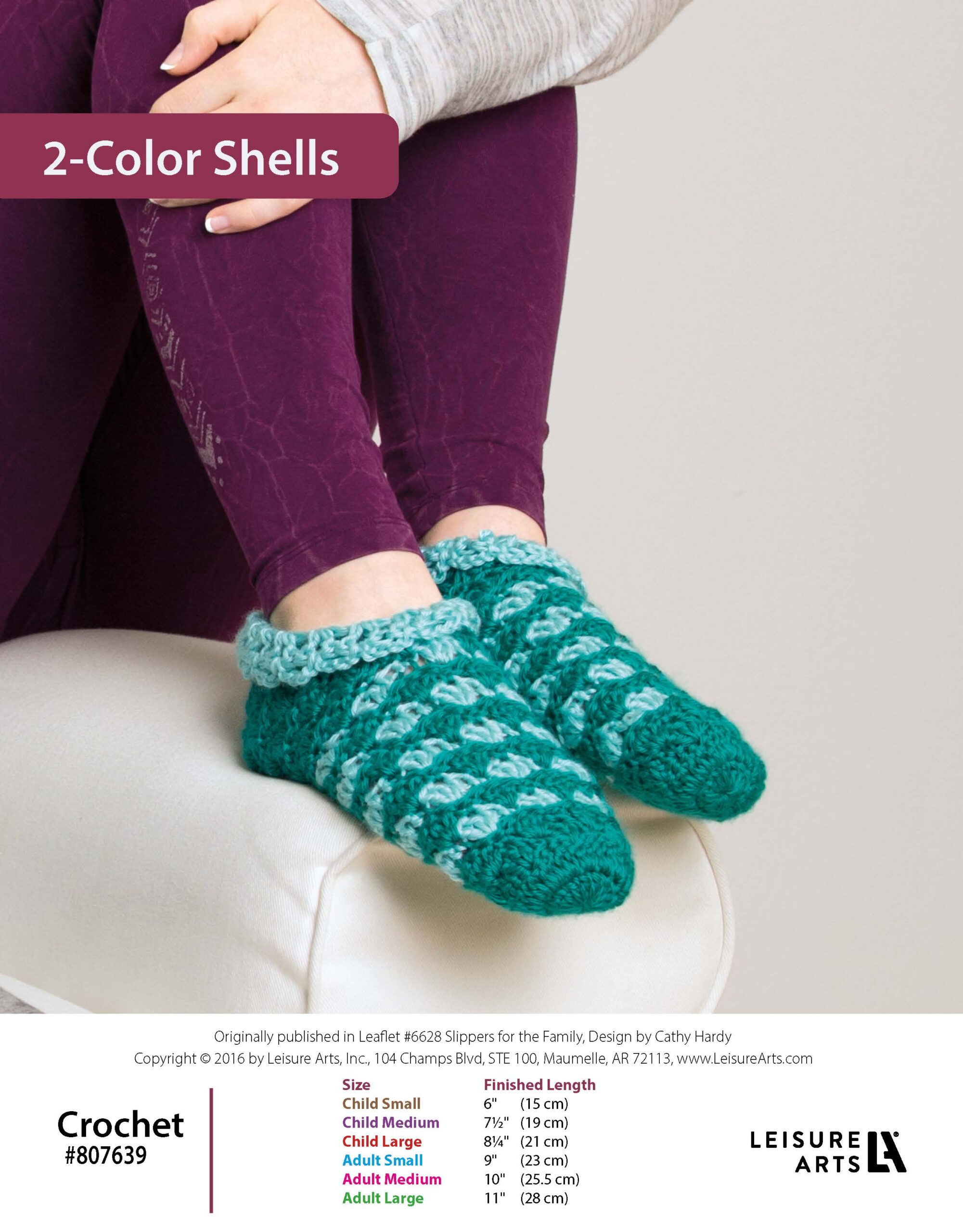 Leisure Arts Crochet Slippers For The Family 2Color Shells ePattern