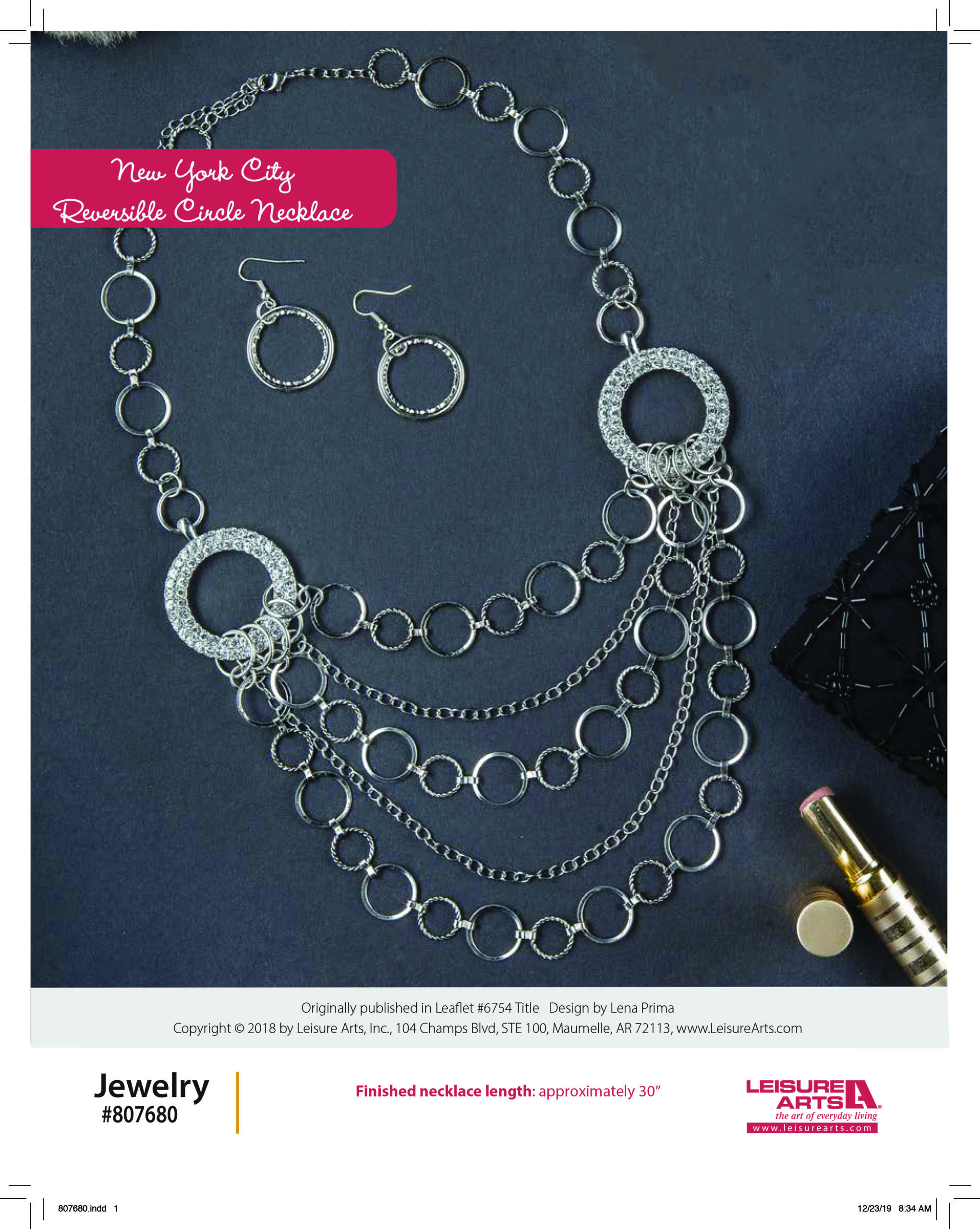 Leisure Arts Wanderlust Travel Inspired Jewelry New York City Reversible Necklace ePattern