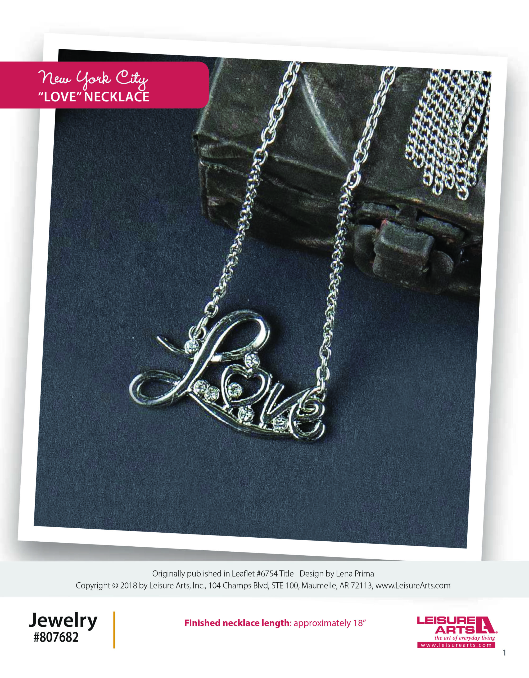 Leisure Arts Wanderlust Travel Inspired Jewelry New York City Love Necklace ePattern