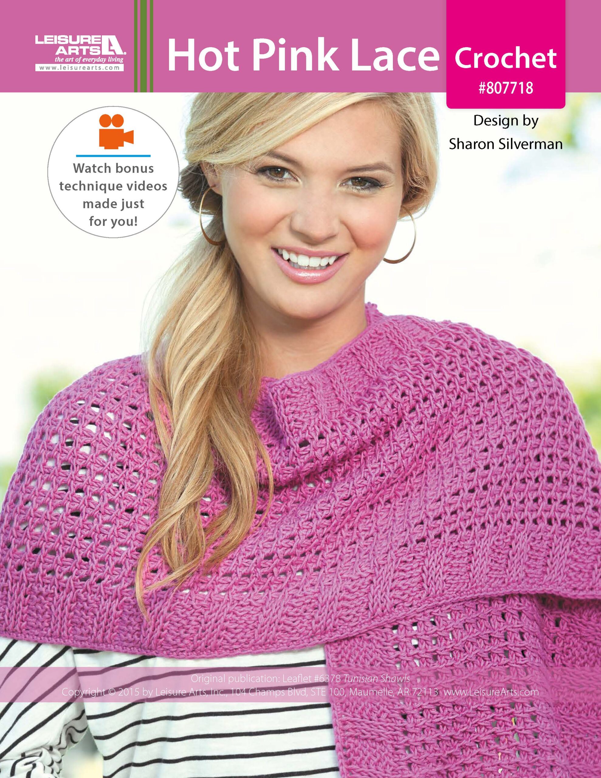 Leisure Arts Tunisian Shawls Hot Pink Lace Crochet ePattern