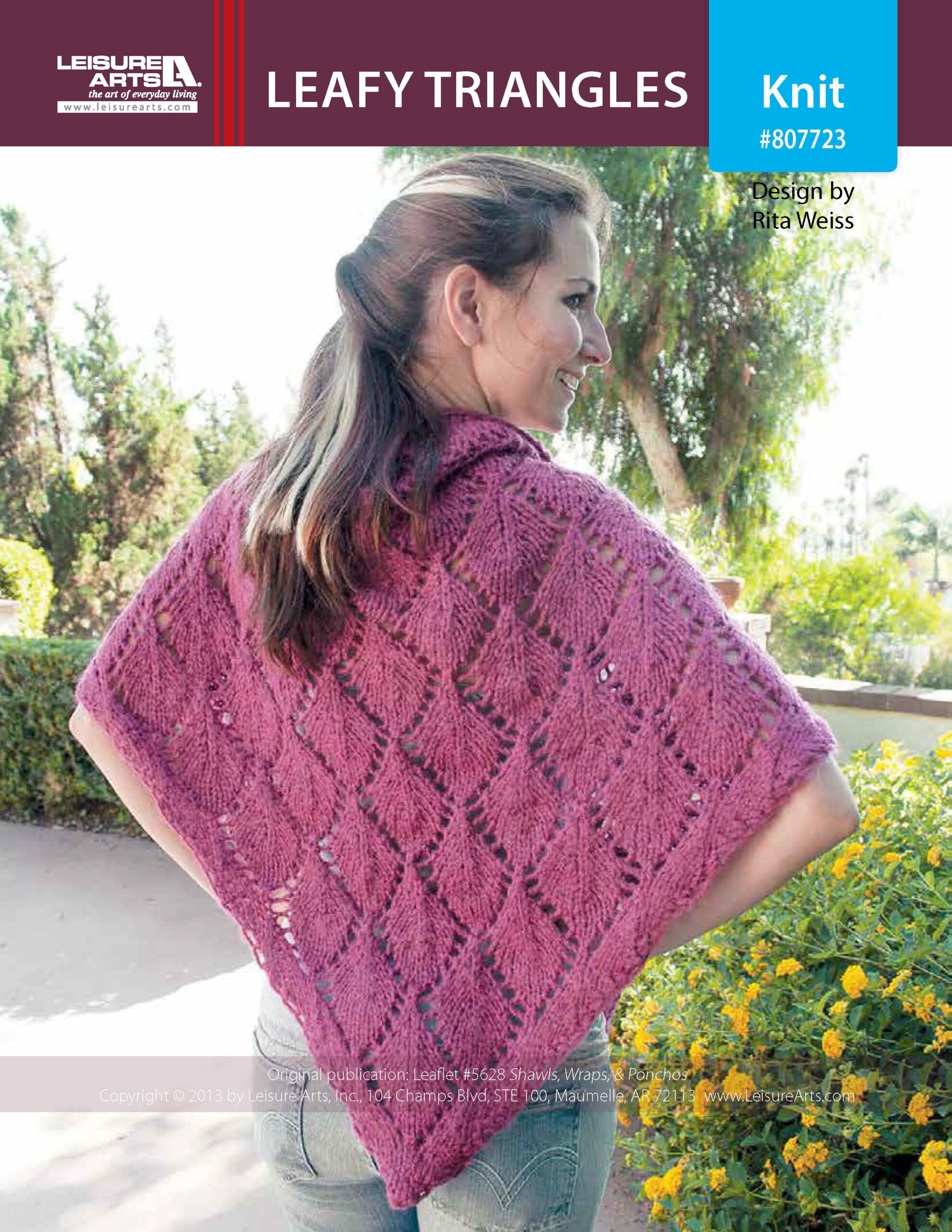 Leisure Arts Shawls Wraps Ponchos Leafy Triangles Knit ePattern