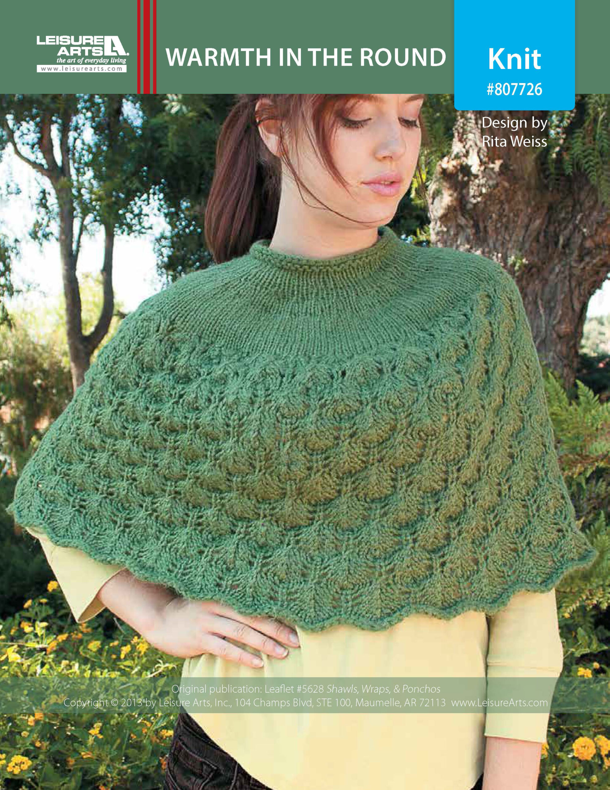 Leisure Arts Shawls Wraps Ponchos Warmth In The Round Knit ePattern