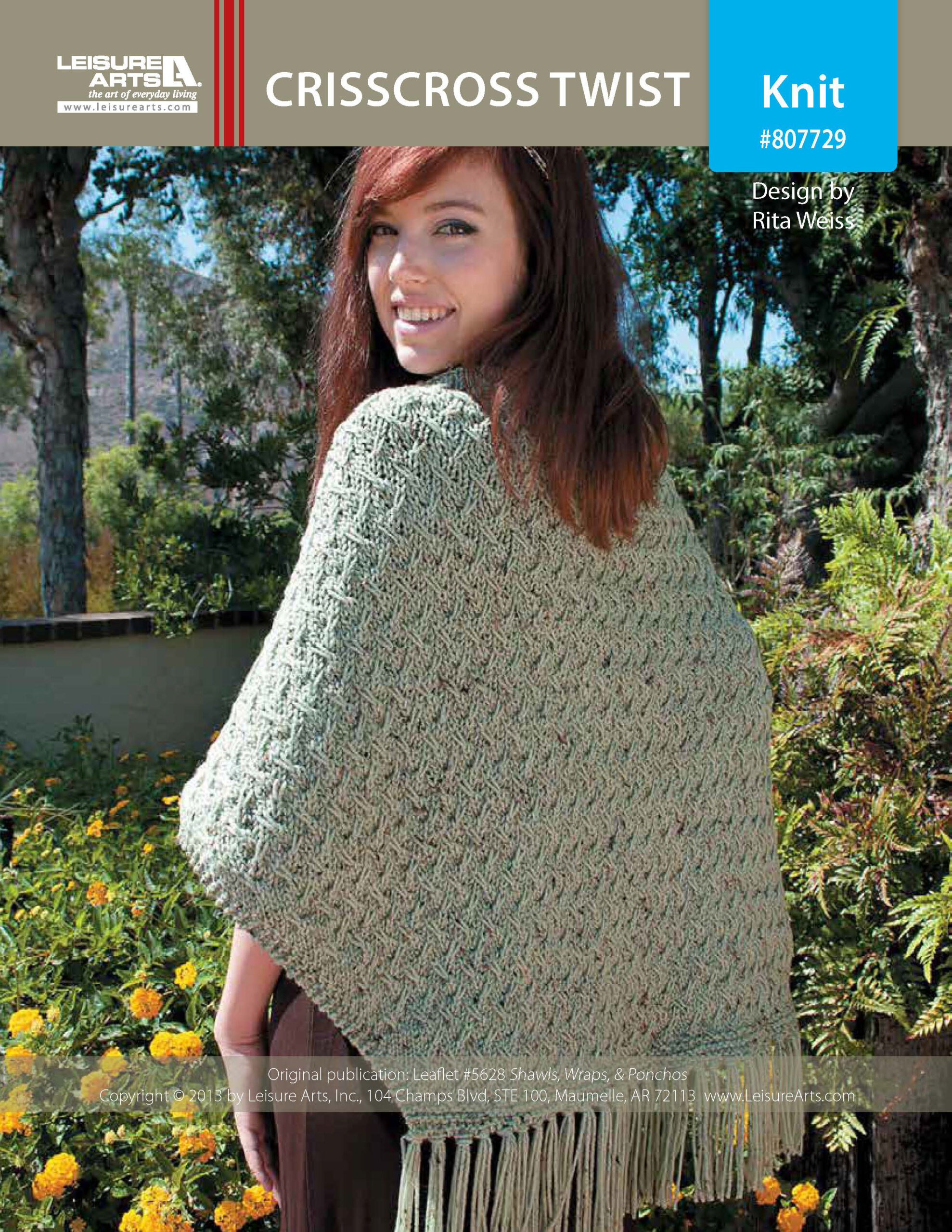 Leisure Arts Shawls Wraps Ponchos Crisscross Twist Knit ePattern