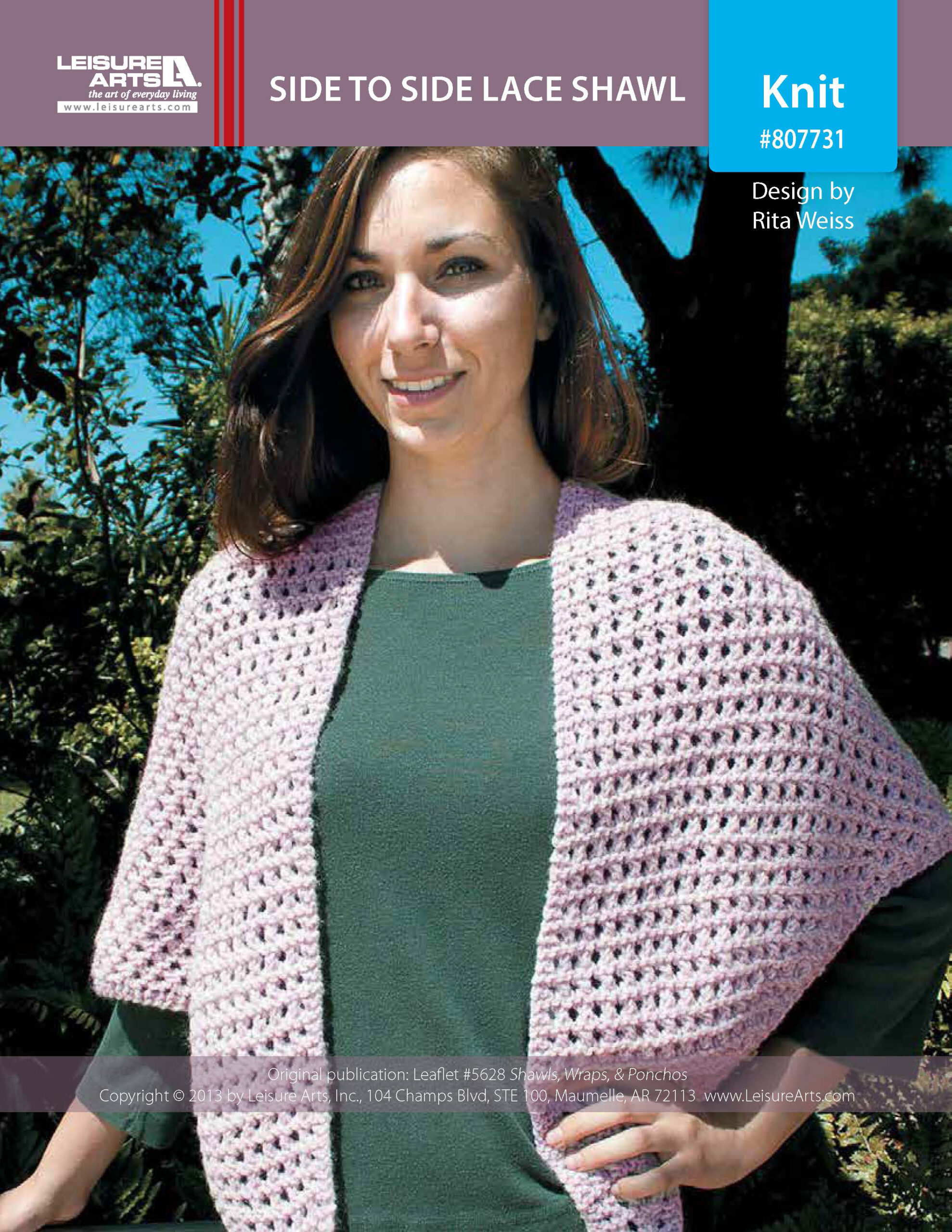 Leisure Arts Shawls Wraps Ponchos Side to Side Lace Shawl Knit ePattern
