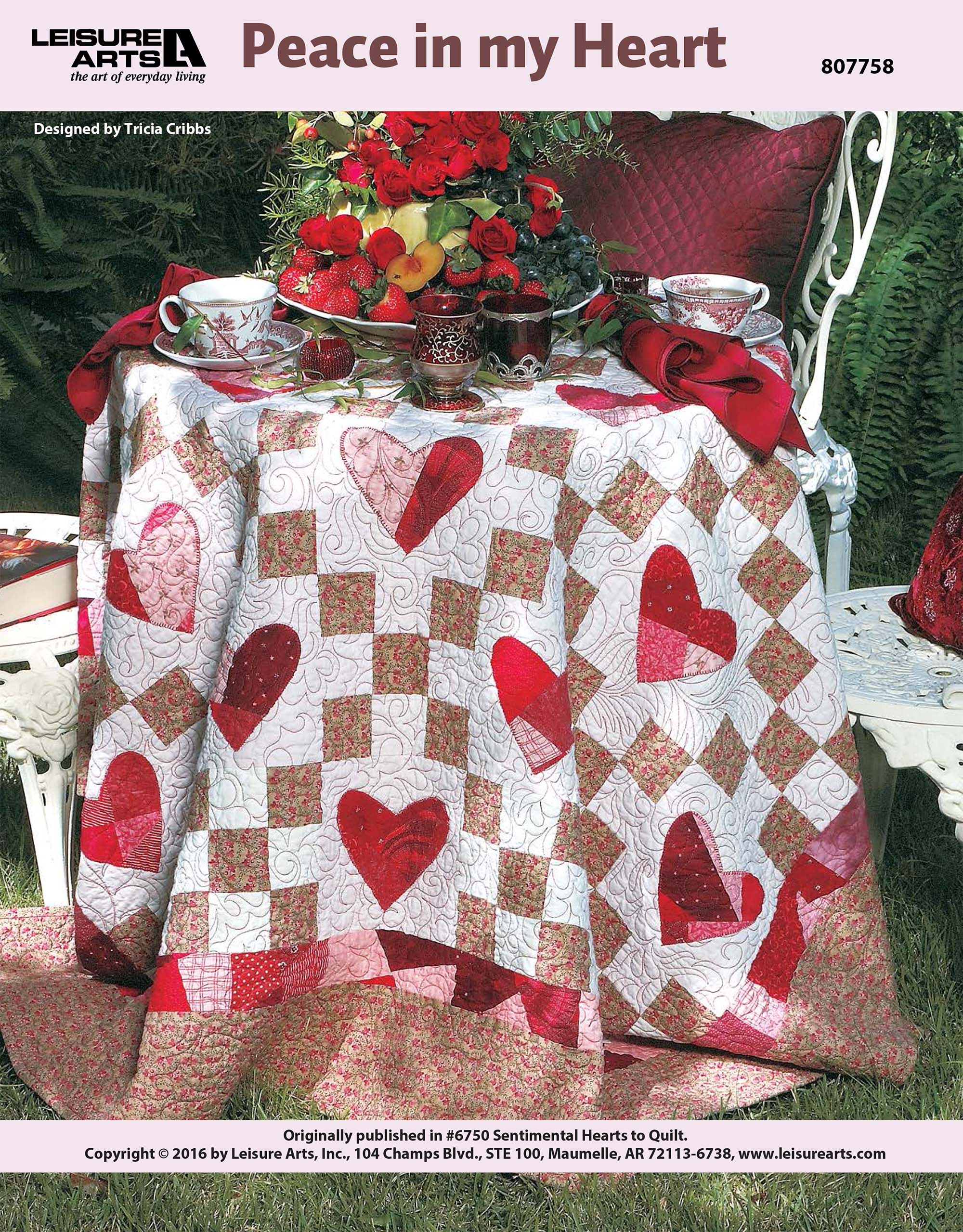 Leisure Arts Sentimental Hearts To Quilt Peace In My Heart Quilt ePattern
