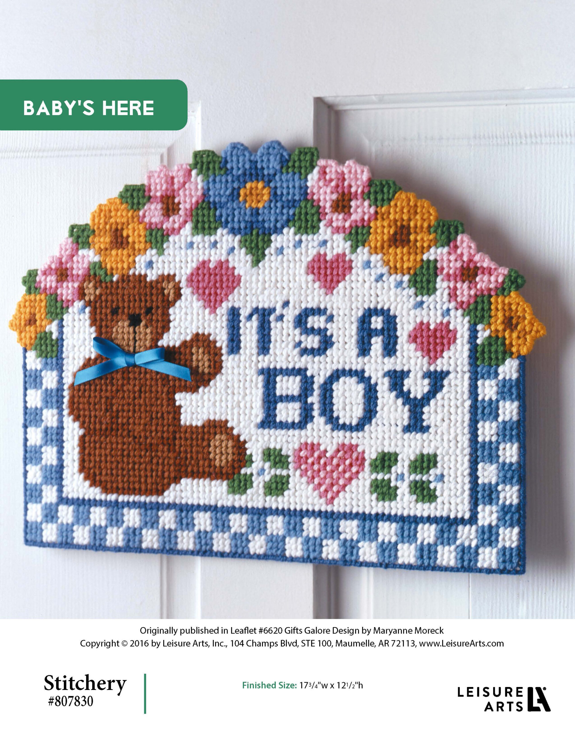 Leisure Arts Gifts Galore In Plastic Canvas Babys Here Door Decoration ePattern