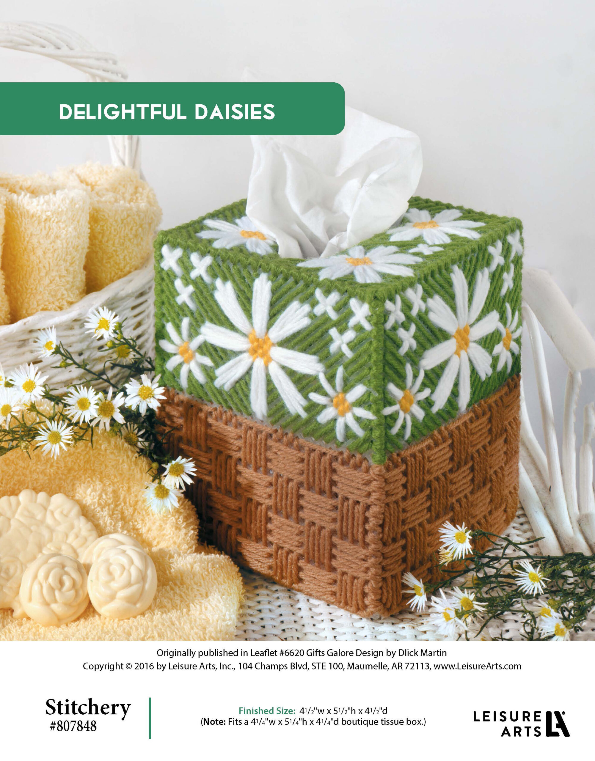 Leisure Arts Gifts Galore In Plastic Canvas Delightful Daisies Tissue Box Cover ePattern
