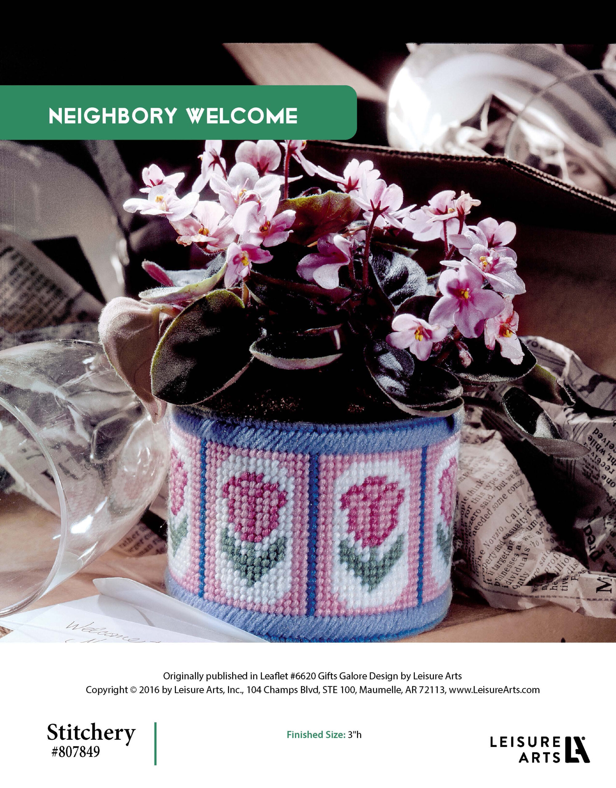 Leisure Arts Gifts Galore In Plastic Canvas Neighborly Welcome Plant Pot Cover ePattern