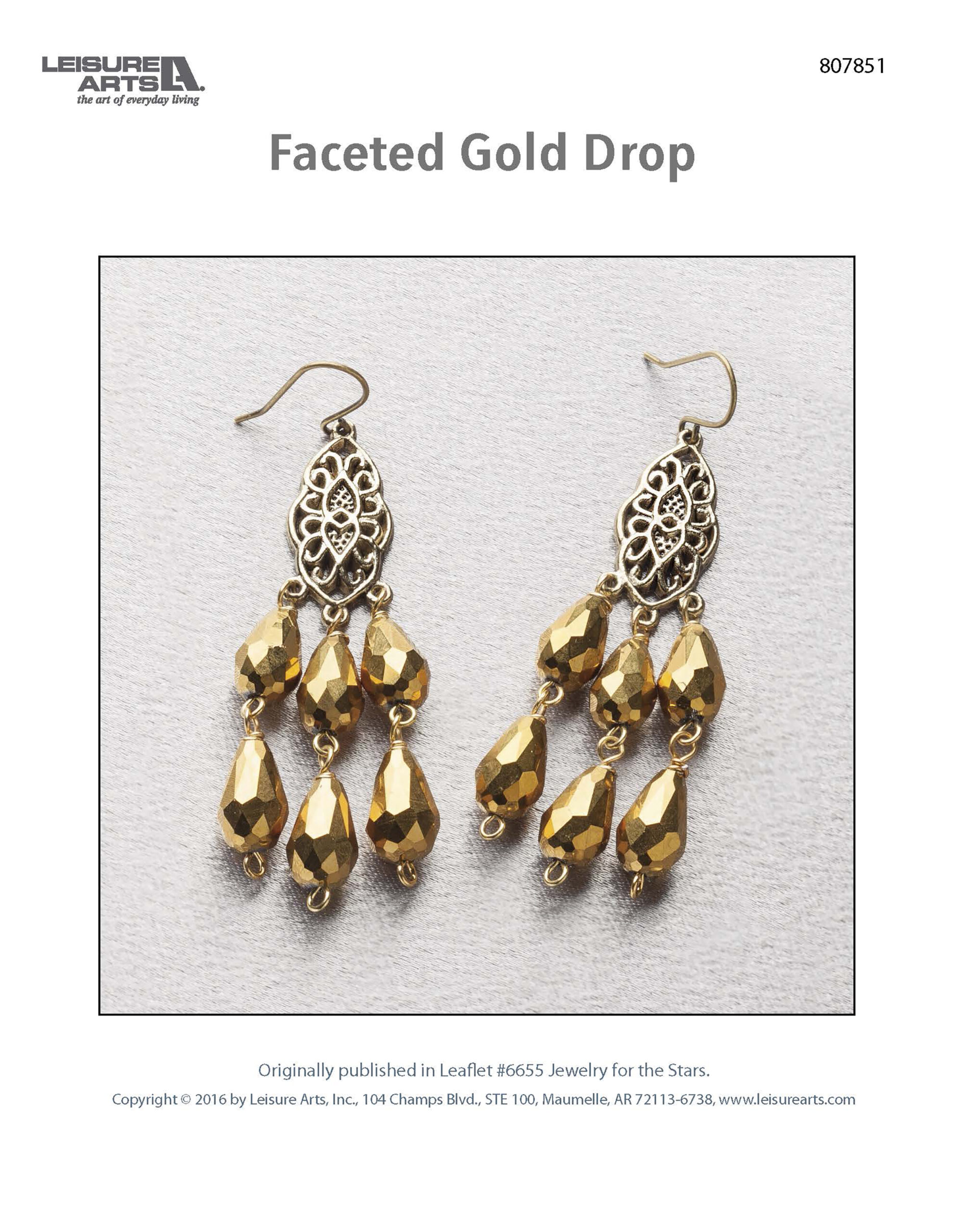 Leisure Arts Jewelry for the Stars ePattern Faceted Gold Drop