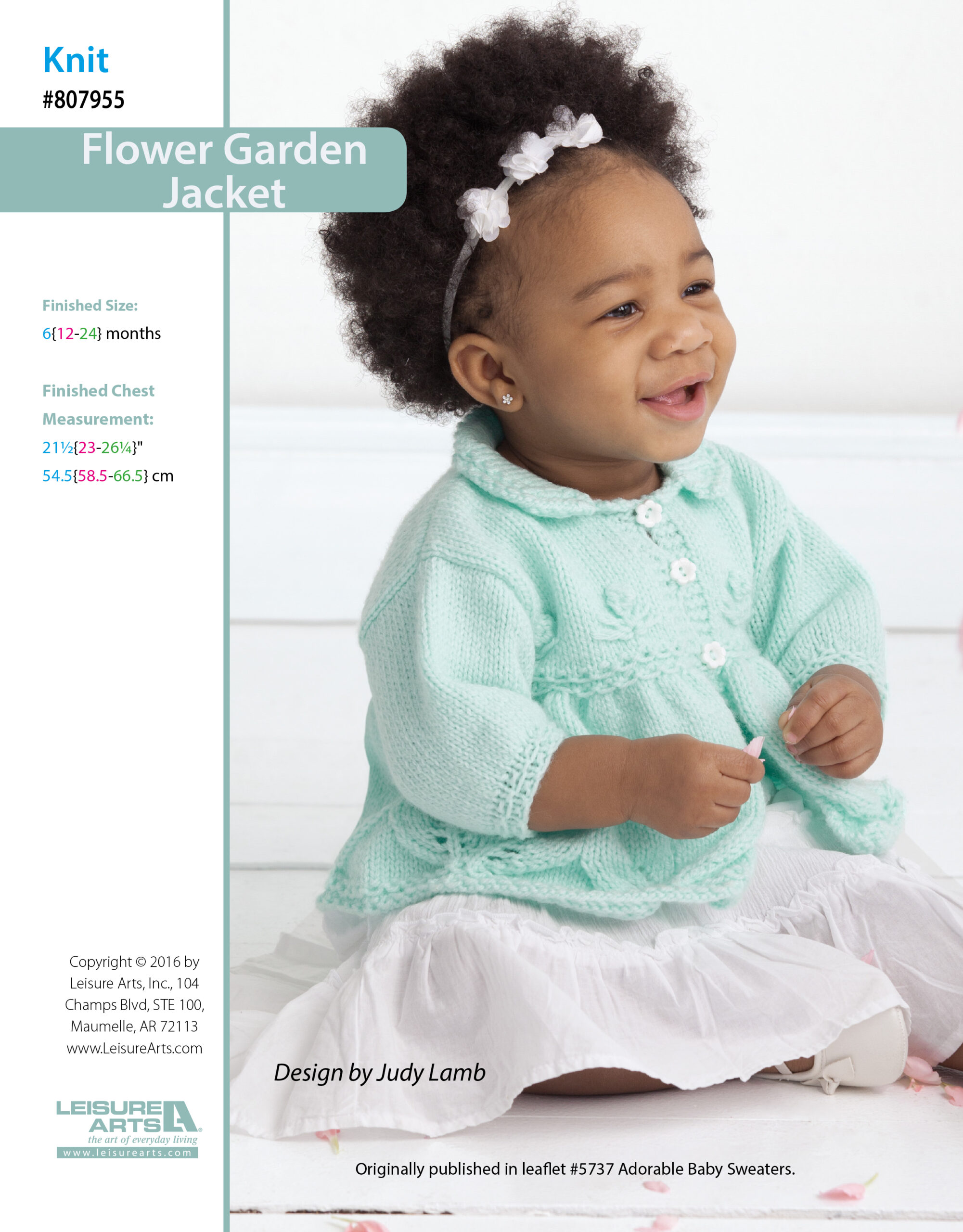 Leisure Arts Adorable Baby Sweaters Flower Garden Jacket Knit ePattern