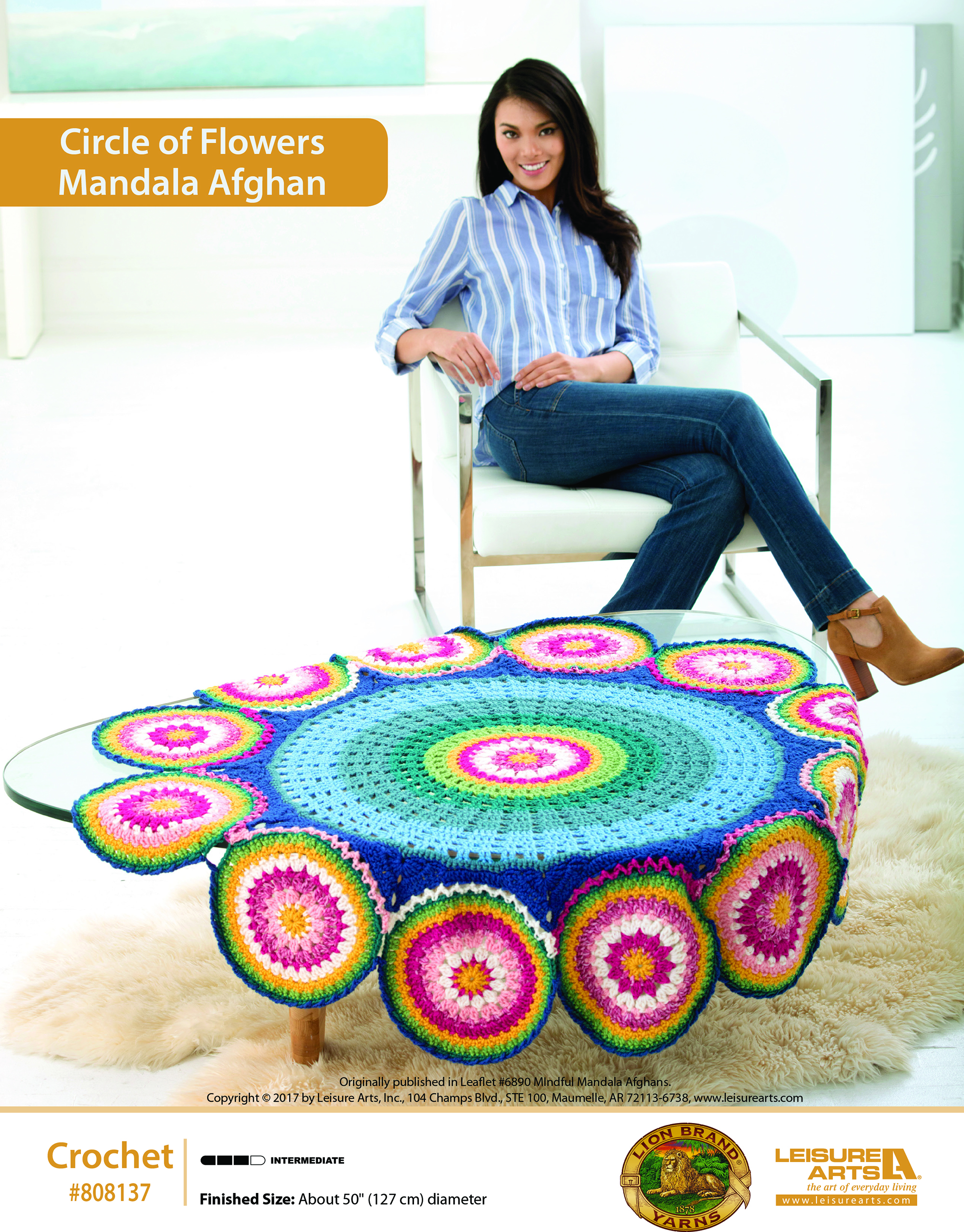 Leisure Arts ePattern Circle of Flowers Mandala Afghan