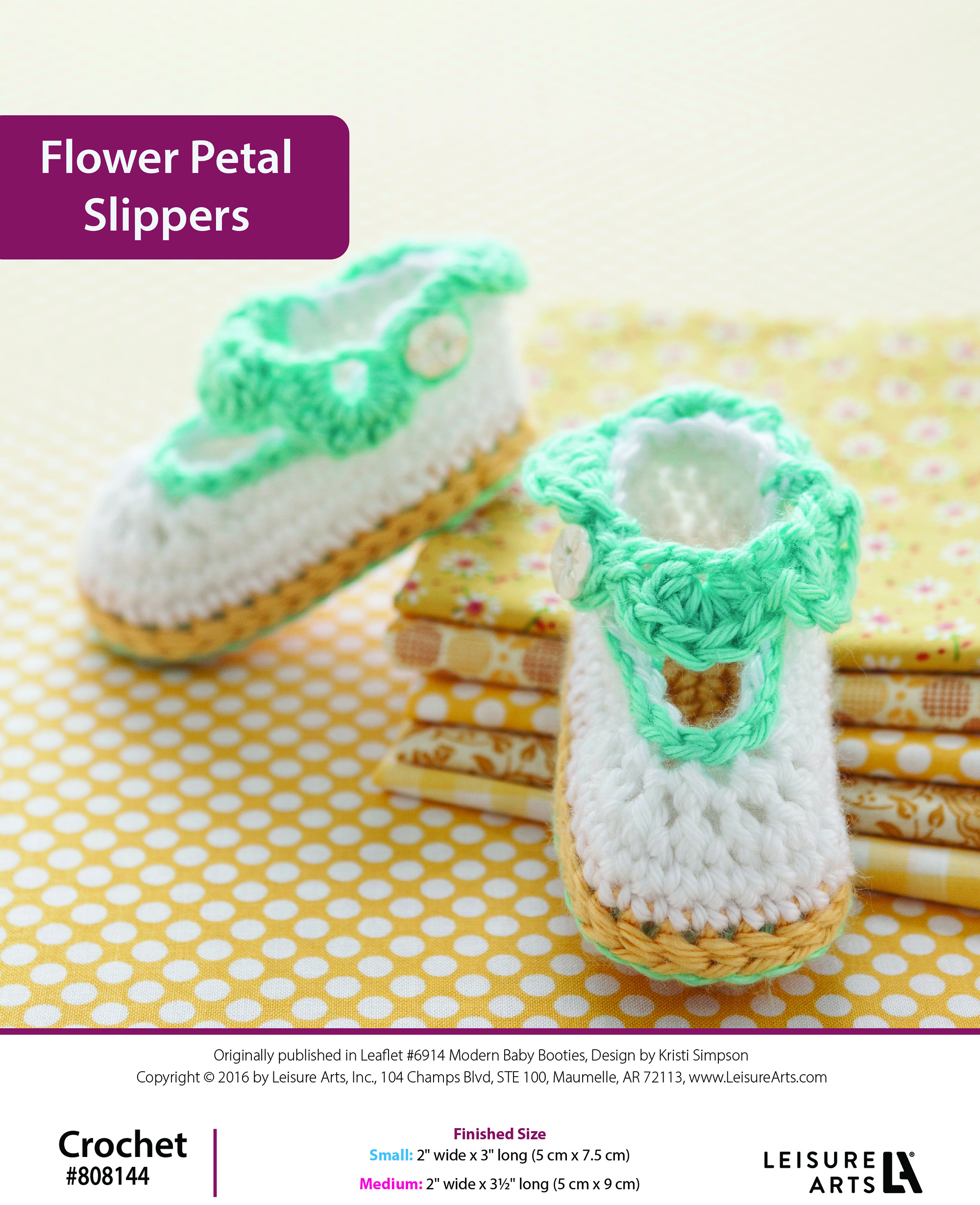 Leisure Arts ePattern Flower Petal Slippers