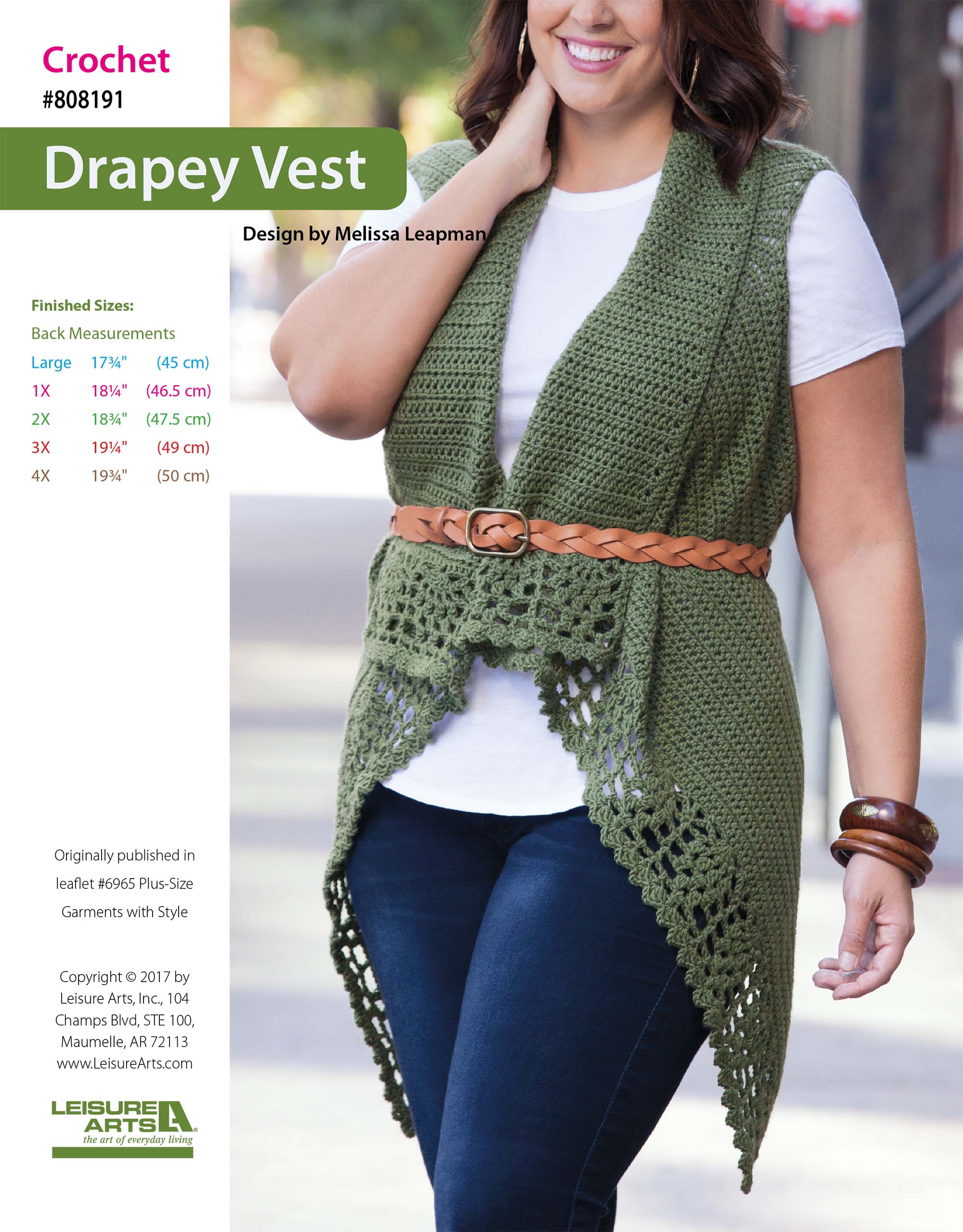 Leisure Arts Plus Size Garments With Style Drapey Vest Crochet ePattern