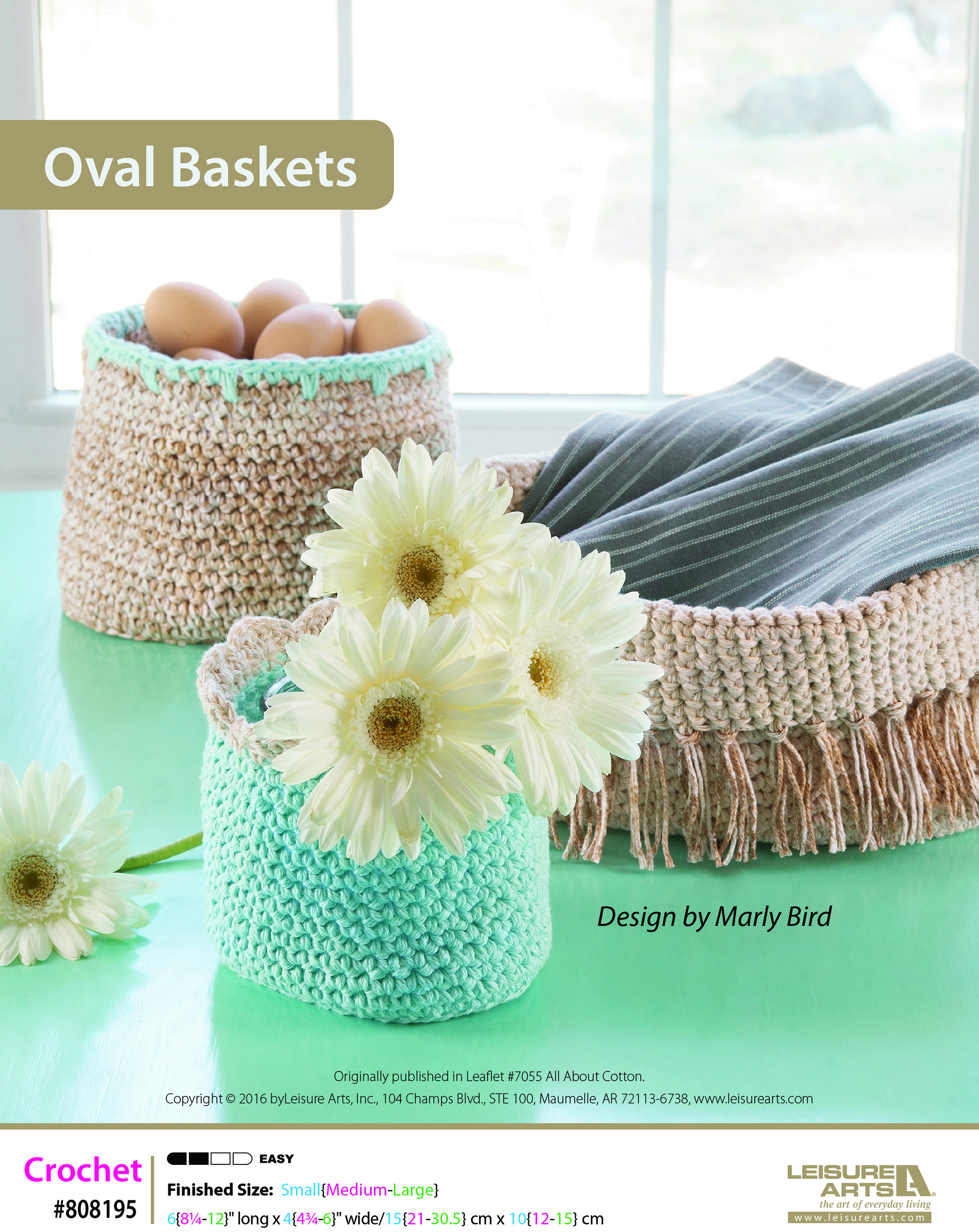 Leisure Arts ePattern All About Cotton Oval Baskets
