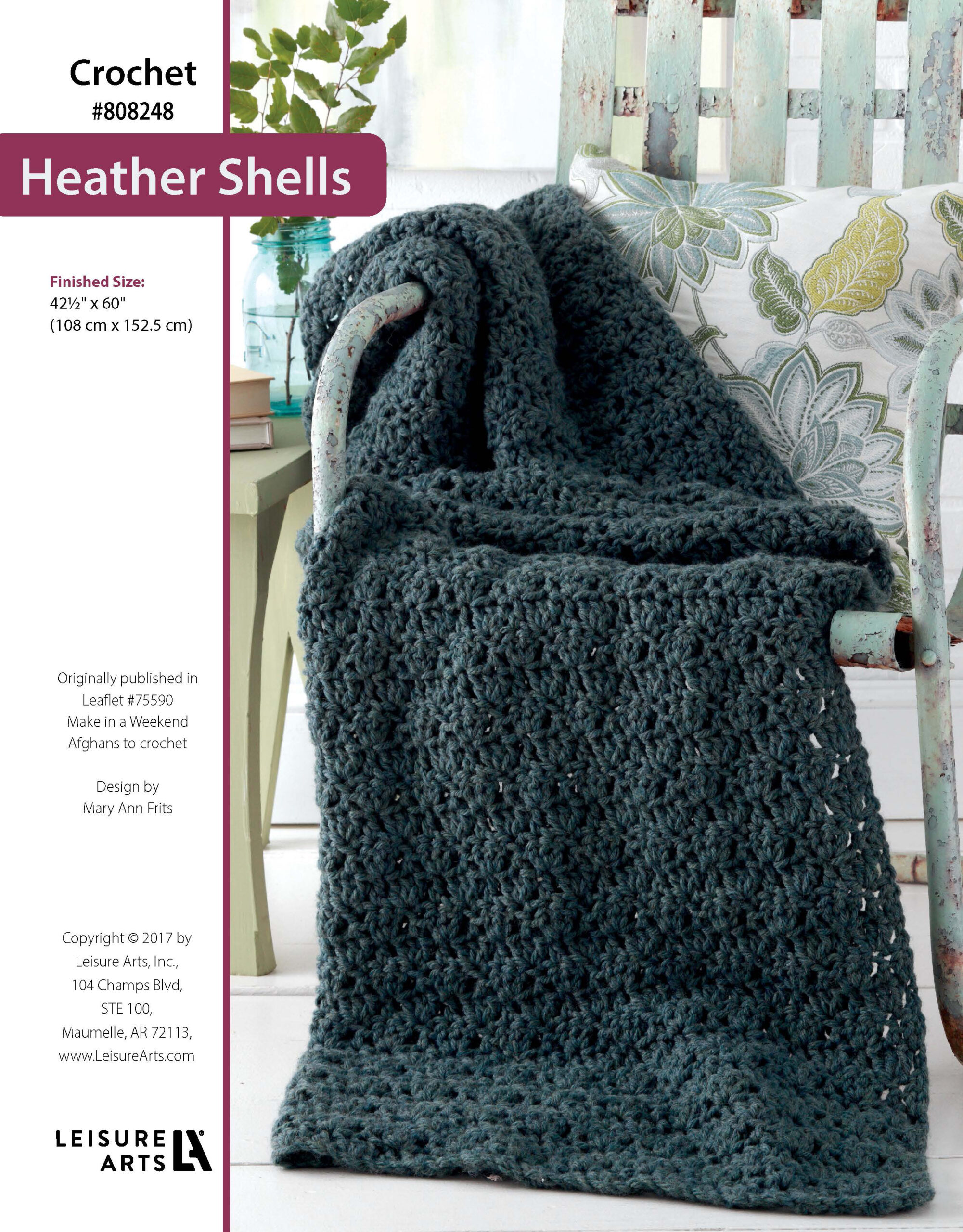 Leisure Arts Make In A Weekend Afghans To Crochet Heather Shells ePattern