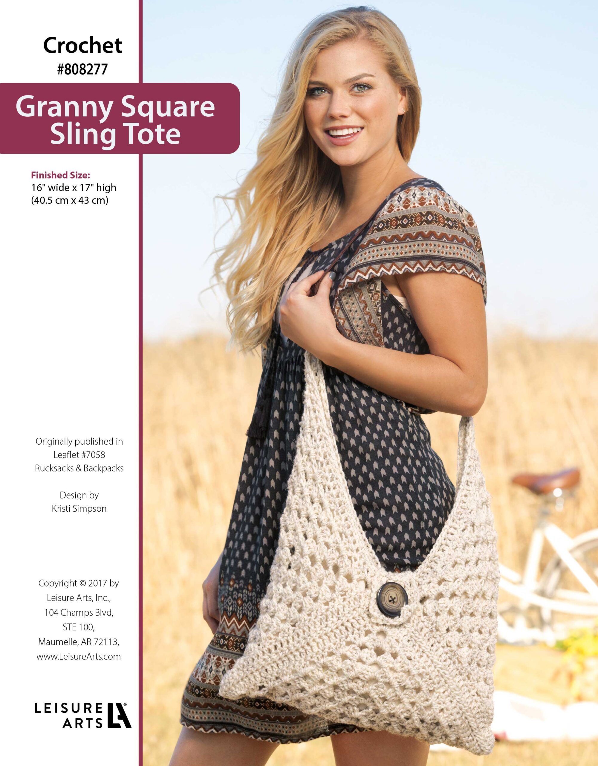 Leisure Arts Rucksacks Backpacks Crochet Granny Square Sling Tote ePattern