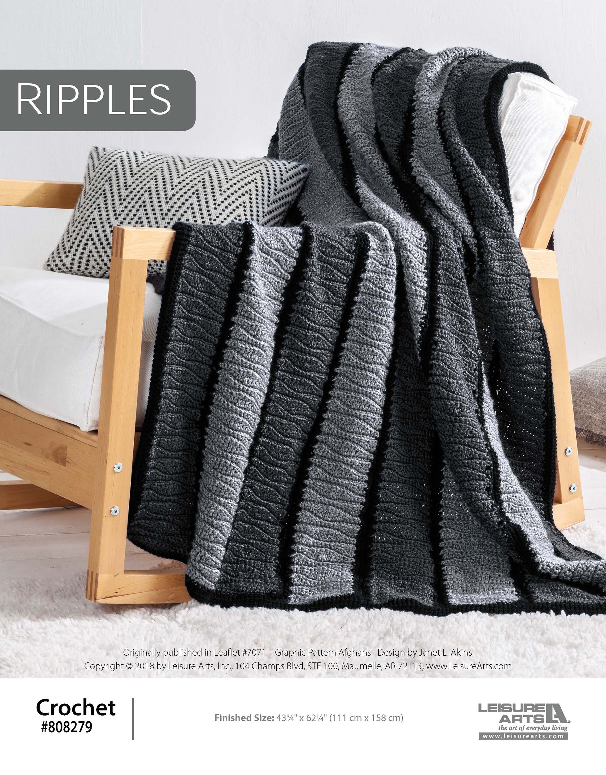 Leisure Arts Graphic Pattern Afghans Ripples Crochet ePattern