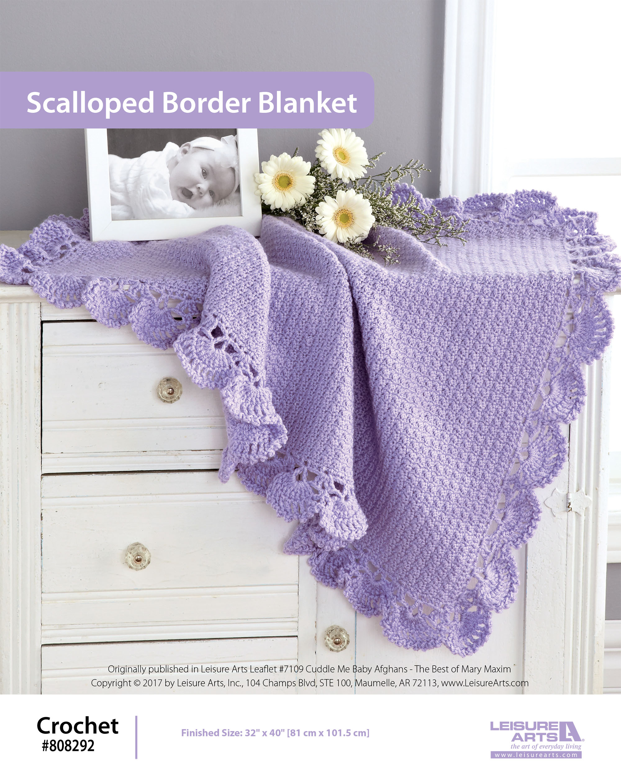 Leisure Arts Cuddle Me Baby Afghans Scalloped Border Blanket Crochet ePattern