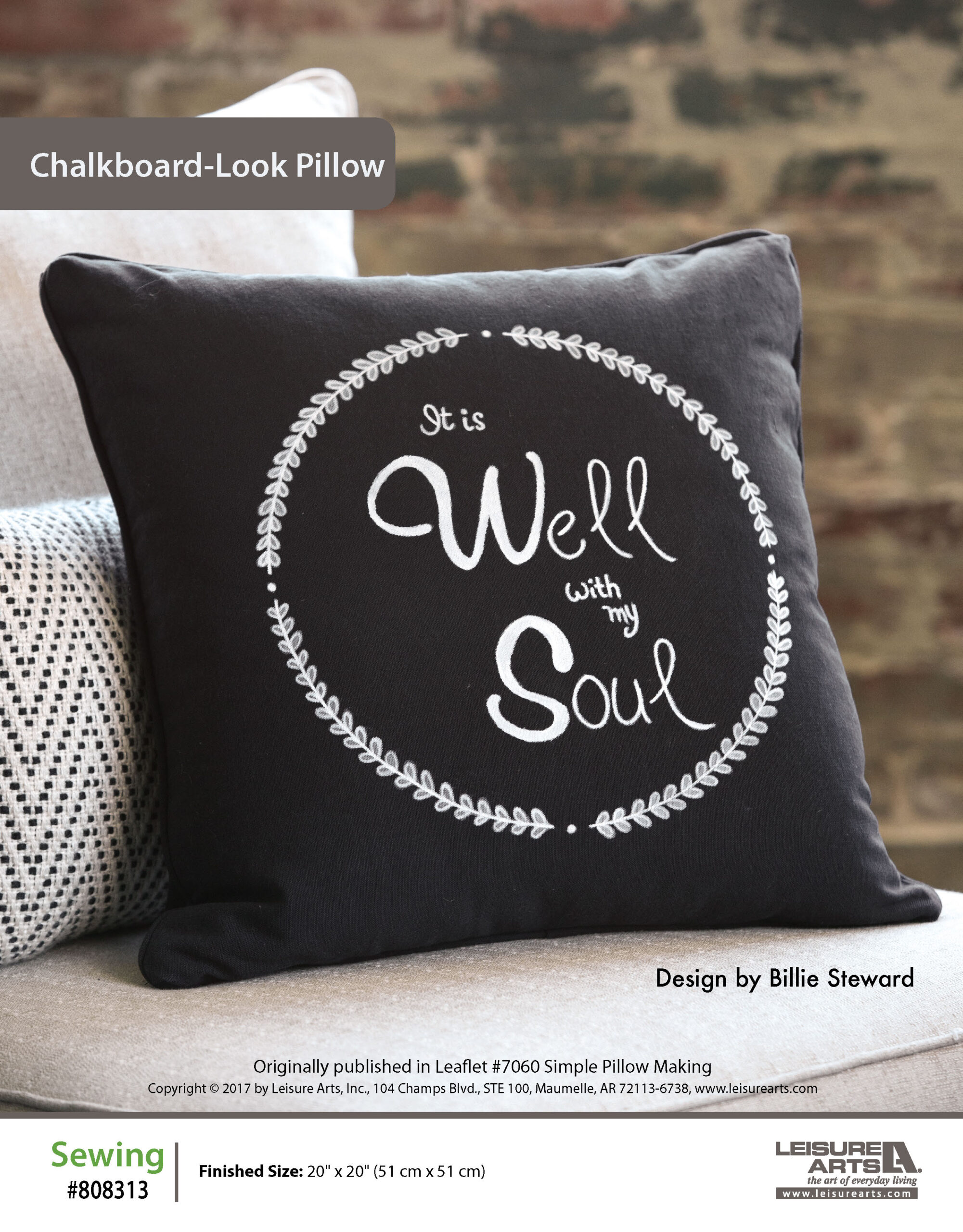 Leisure Arts ePattern ChalkboardLook Pillow