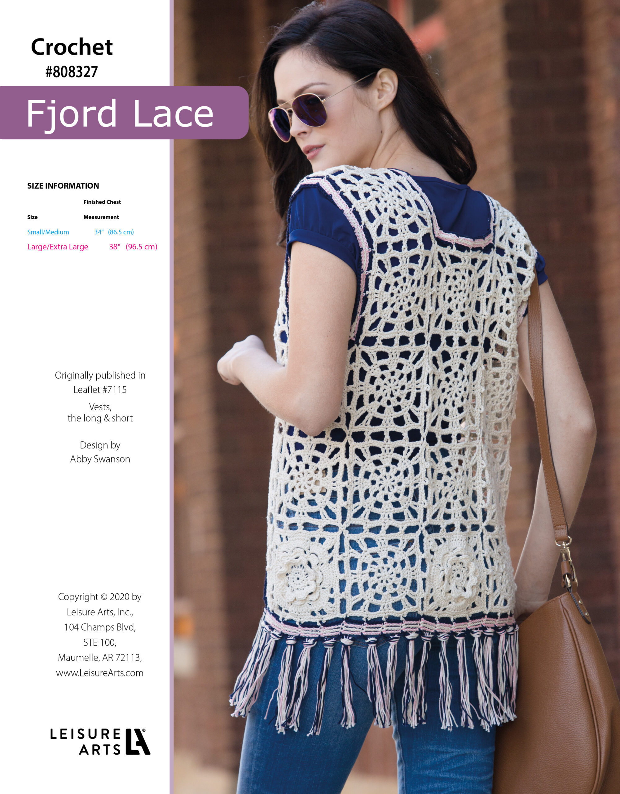 Leisure Arts ePattern Vests The Long Short Fjord Lace Crochet