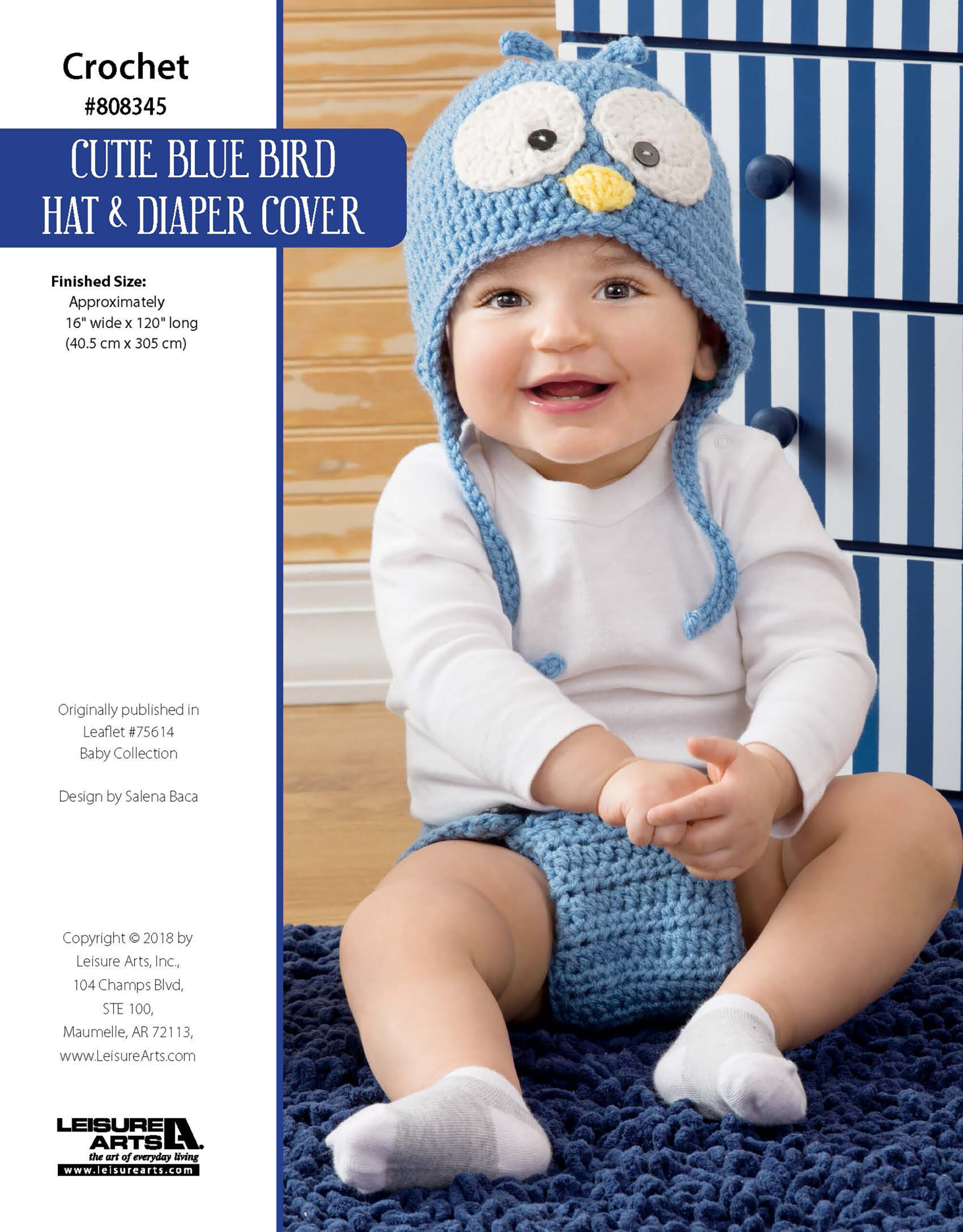 Leisure Arts ePattern Cutie Blue Bird Hat Diaper Cover
