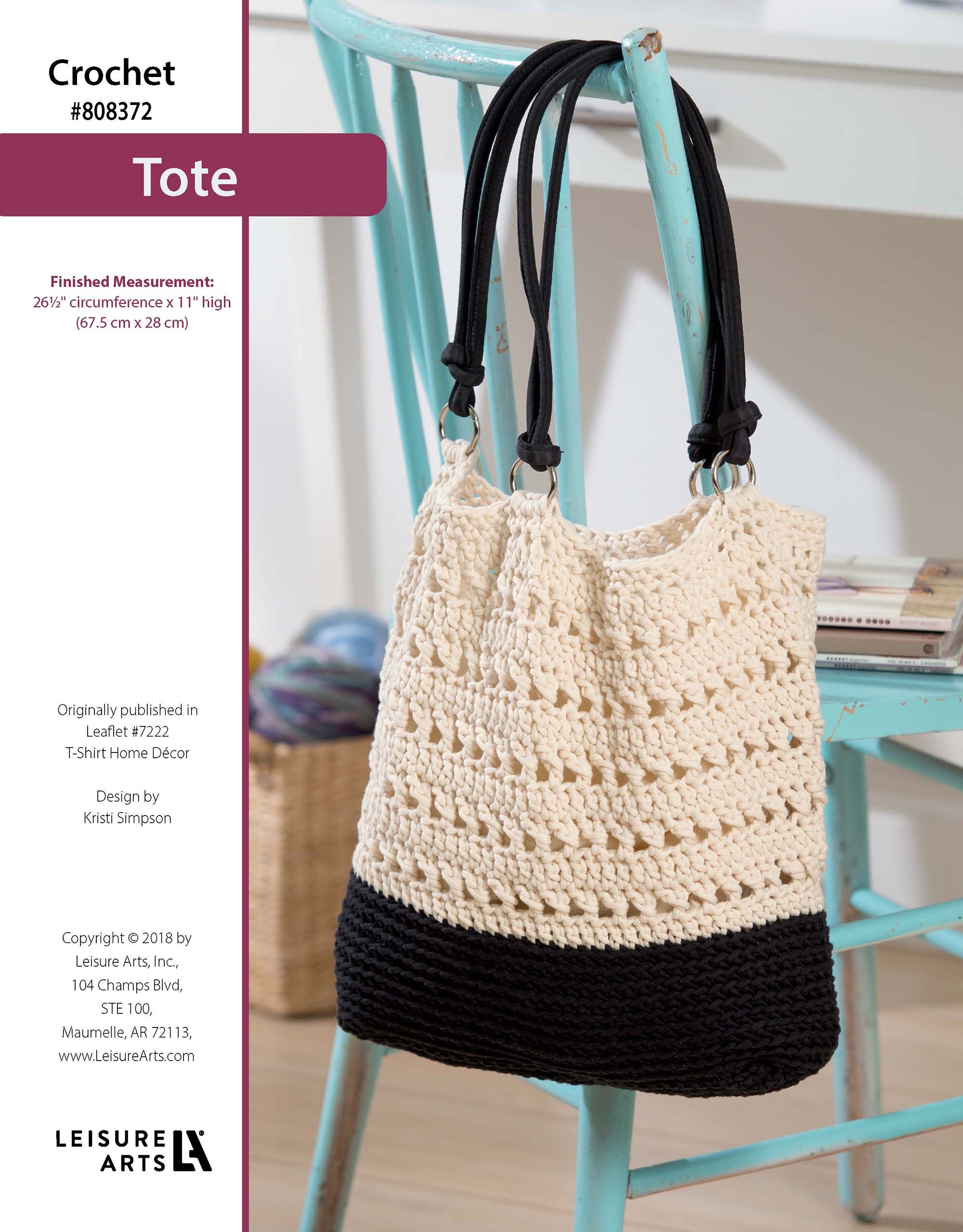 Leisure Arts TShirt Yarn Home Decor Tote ePattern