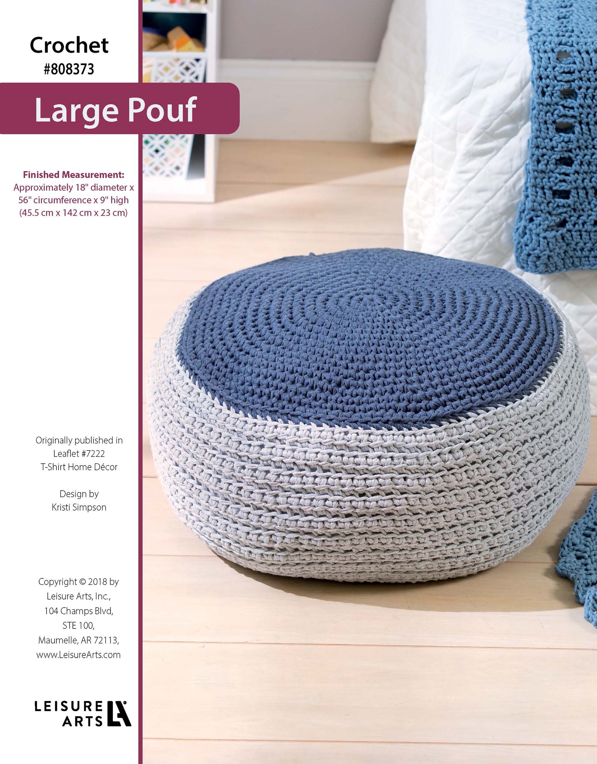 Leisure Arts TShirt Yarn Home Decor Large Pouf ePattern