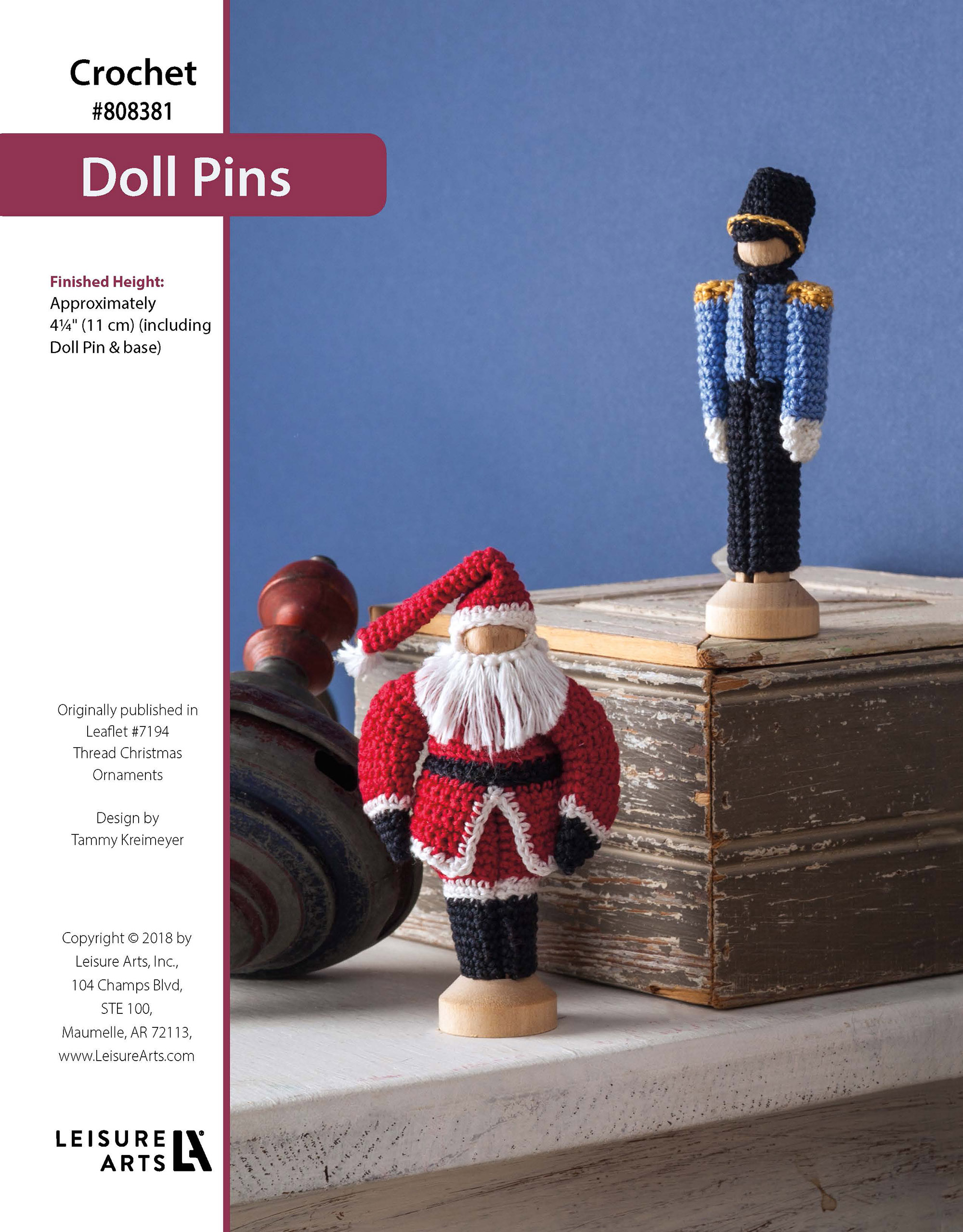 Leisure Arts Thread Christmas Ornaments Doll Pins Crochet ePattern