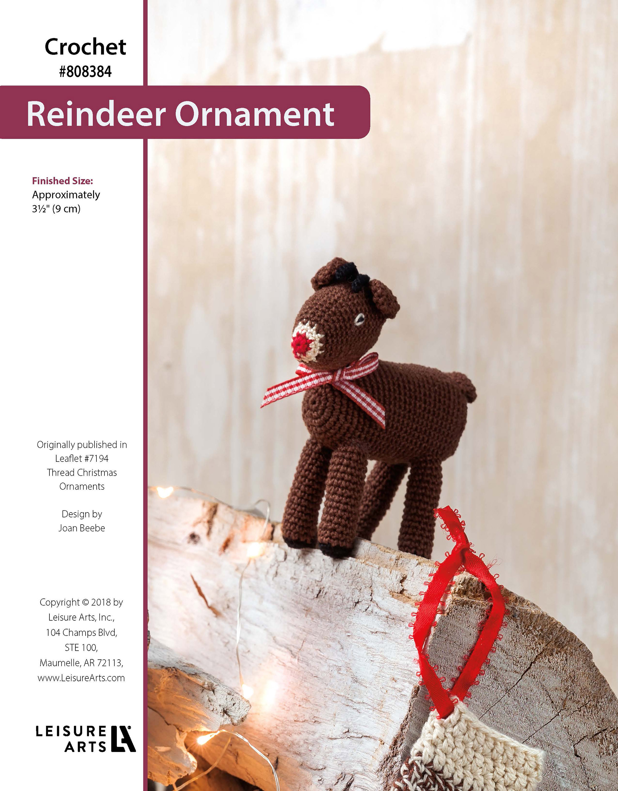 Leisure Arts Thread Christmas Ornaments Reindeer Crochet ePattern