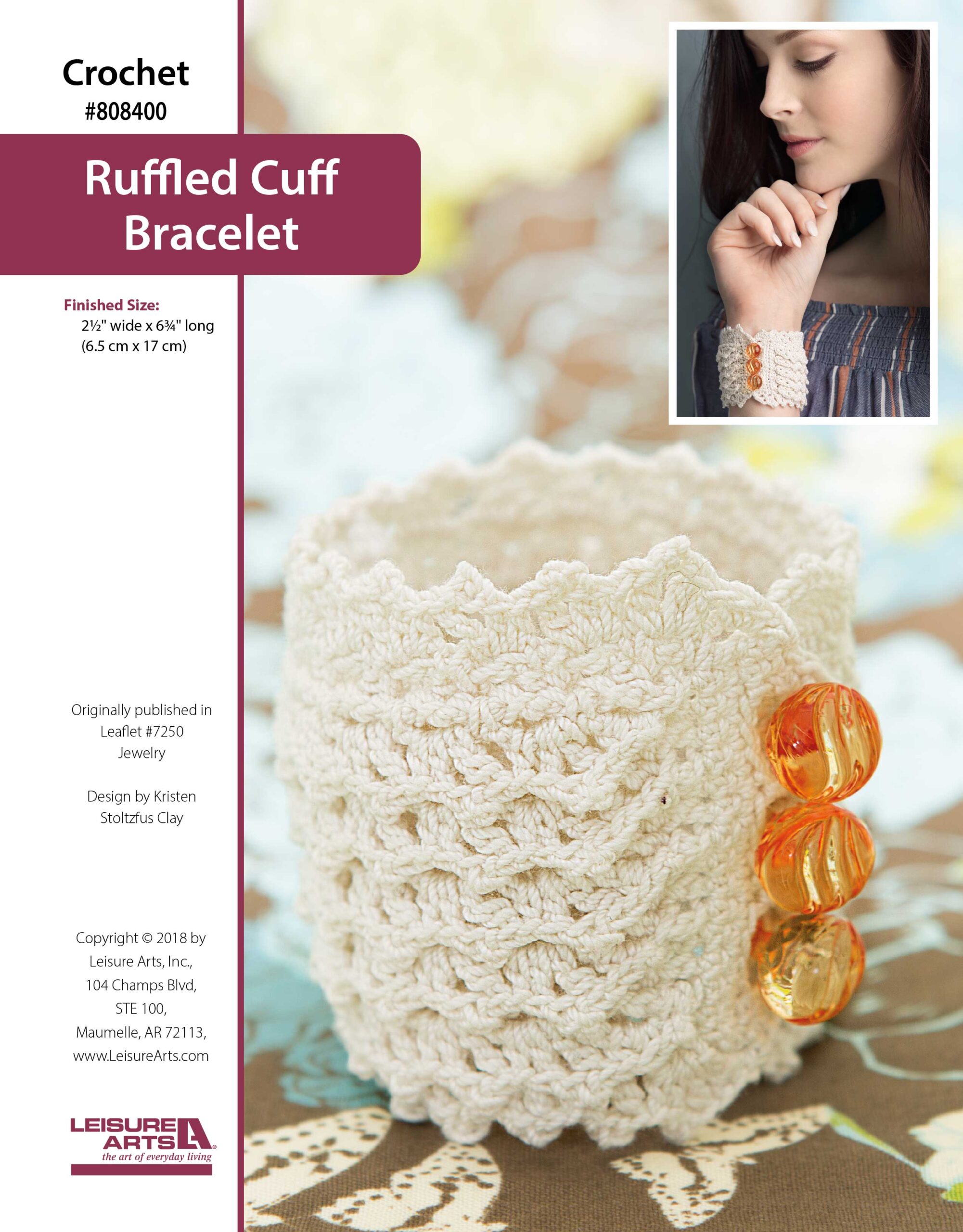 Leisure Arts Jewelry To Crochet Ruffled Cuff Bracelet ePattern