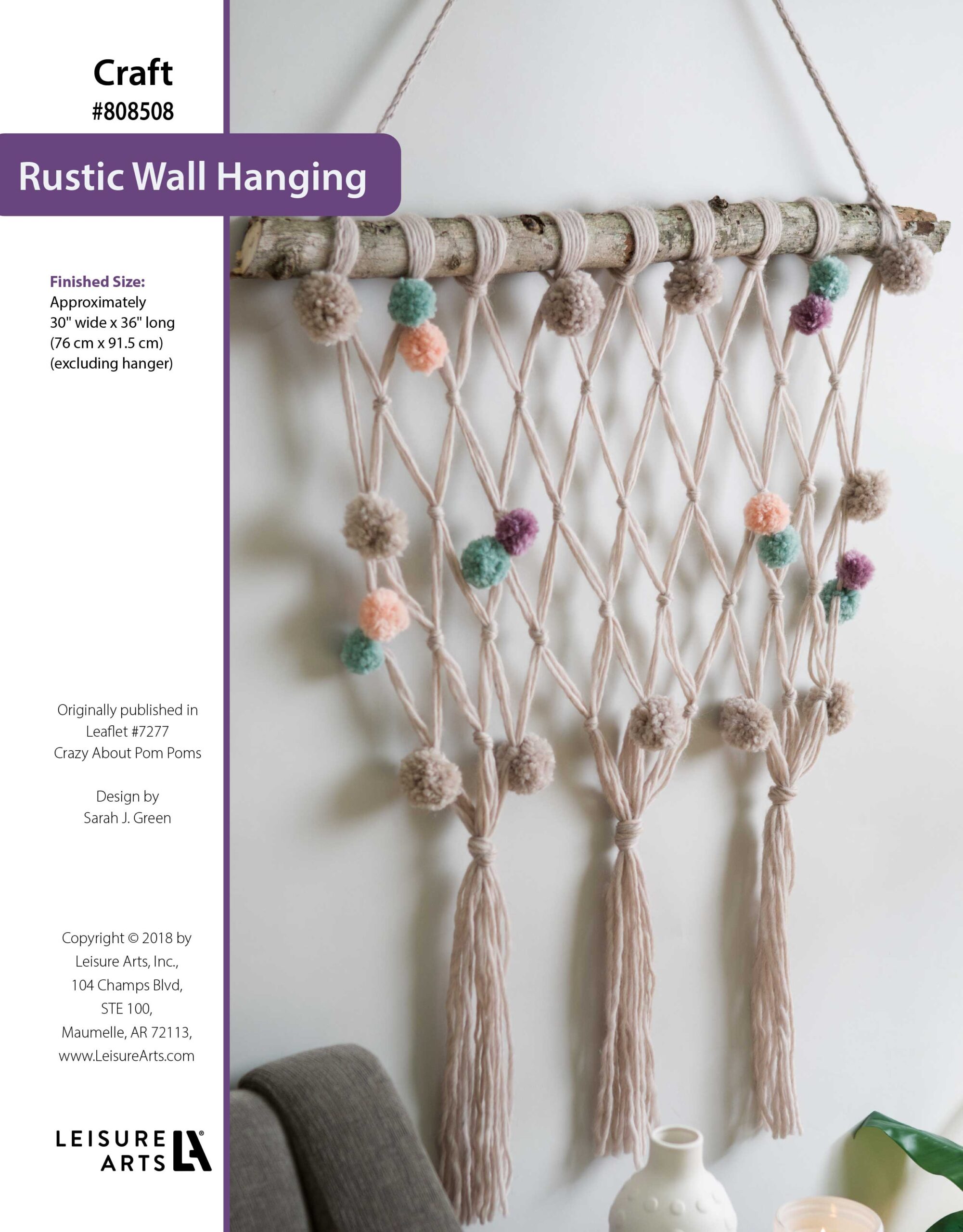 Leisure Arts Crazy About Pom Poms Rustic Wall Hanging Crochet ePattern